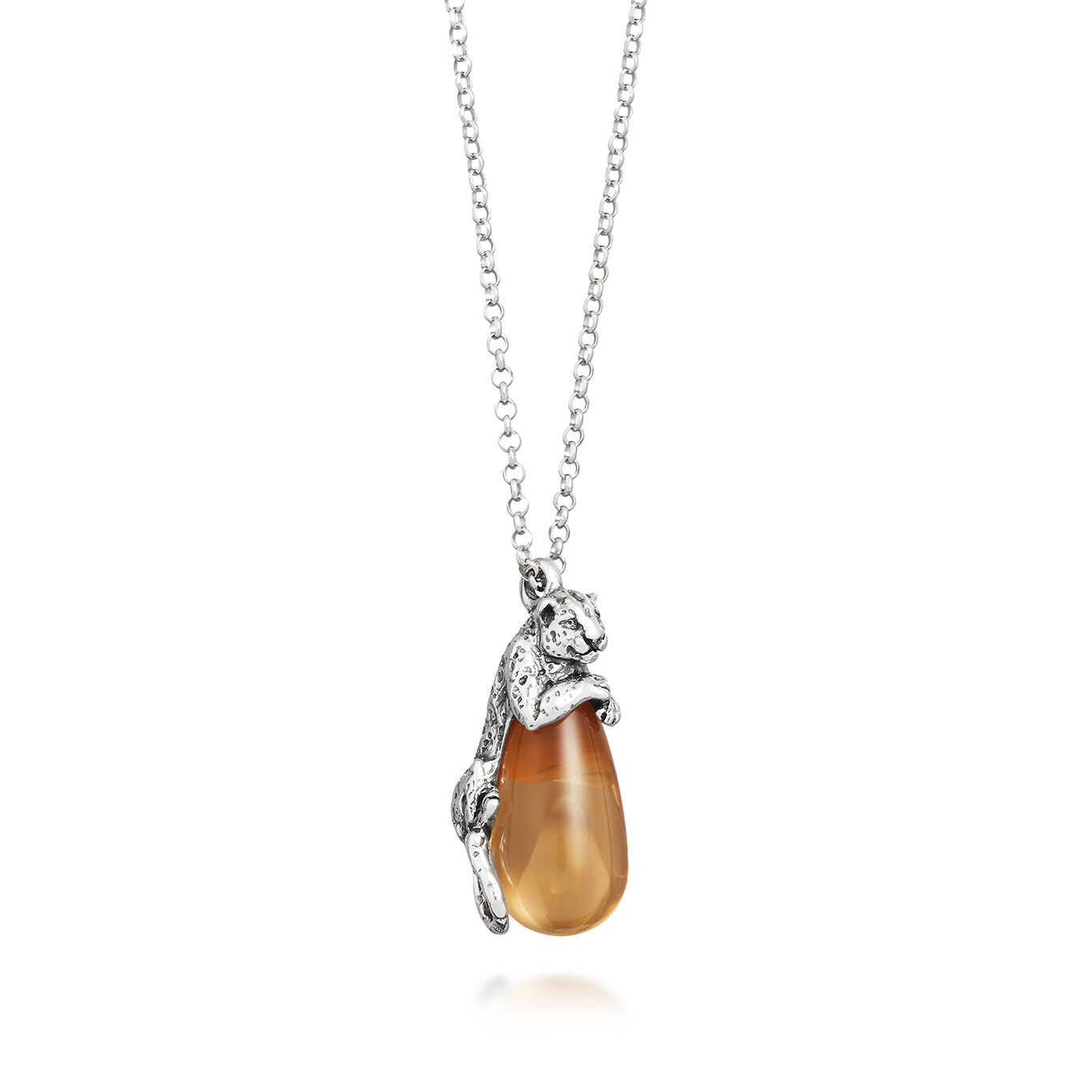 Leopard Drop Pendant, Necklace in Sterling silver with citrine crystal_image number 0_Giovanni Raspini