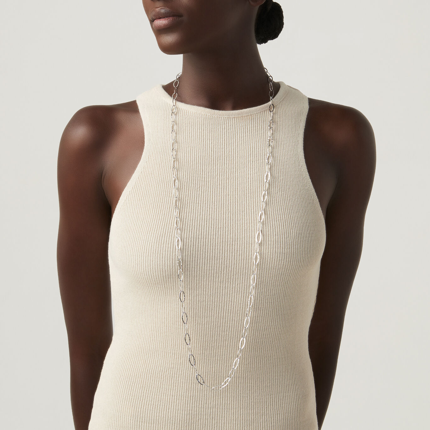 Hammered Links Necklace, Necklace in Sterling Silver_image number 1_Giovanni Raspini