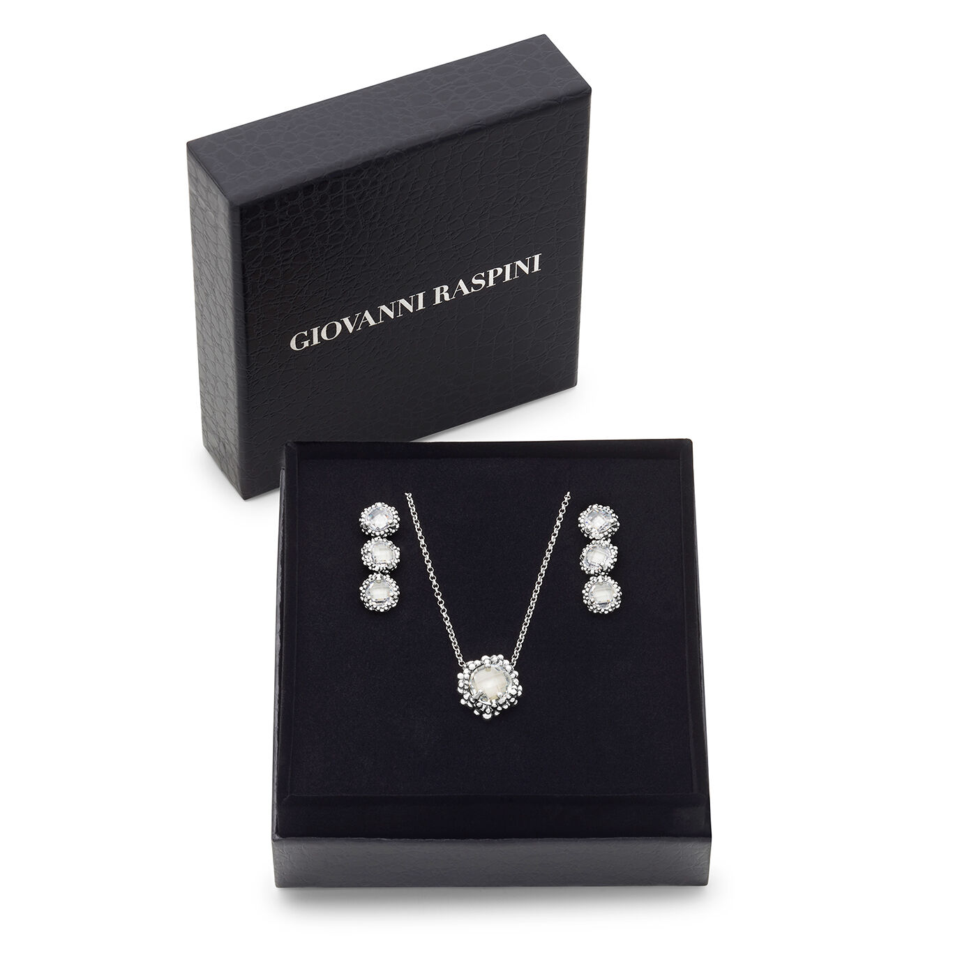 Ensemble Shine, Collier et boucles d'oreilles en argent massif et zircon_image number 2_Giovanni Raspini