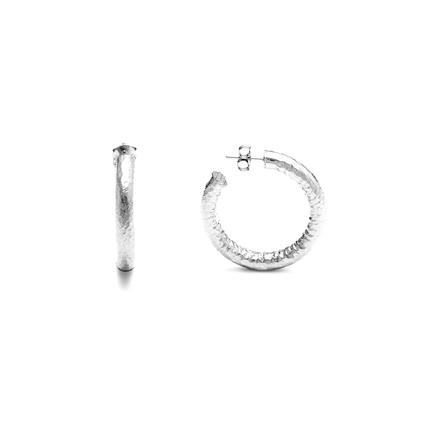 Moon Rock Small Earrings, Hoop Earrings in Sterling Silver_image number 2_Giovanni Raspini