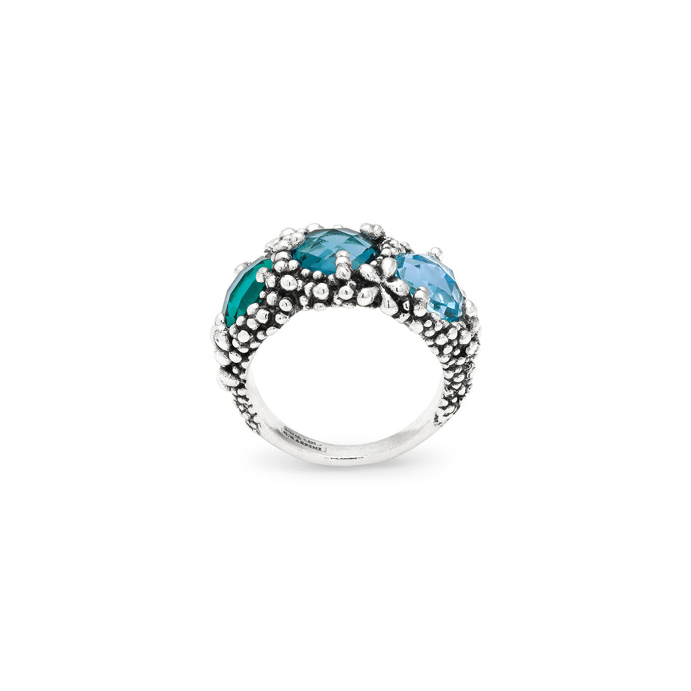 Blue Ivy Trilogy Ring, Ring in sterling silver with coloured crystals_image number 2_Giovanni Raspini