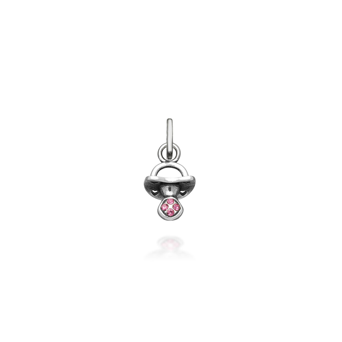 Pink Pacifier Crystal Mini Charm, Sterling silver charm with zircons_image number 0_Giovanni Raspini