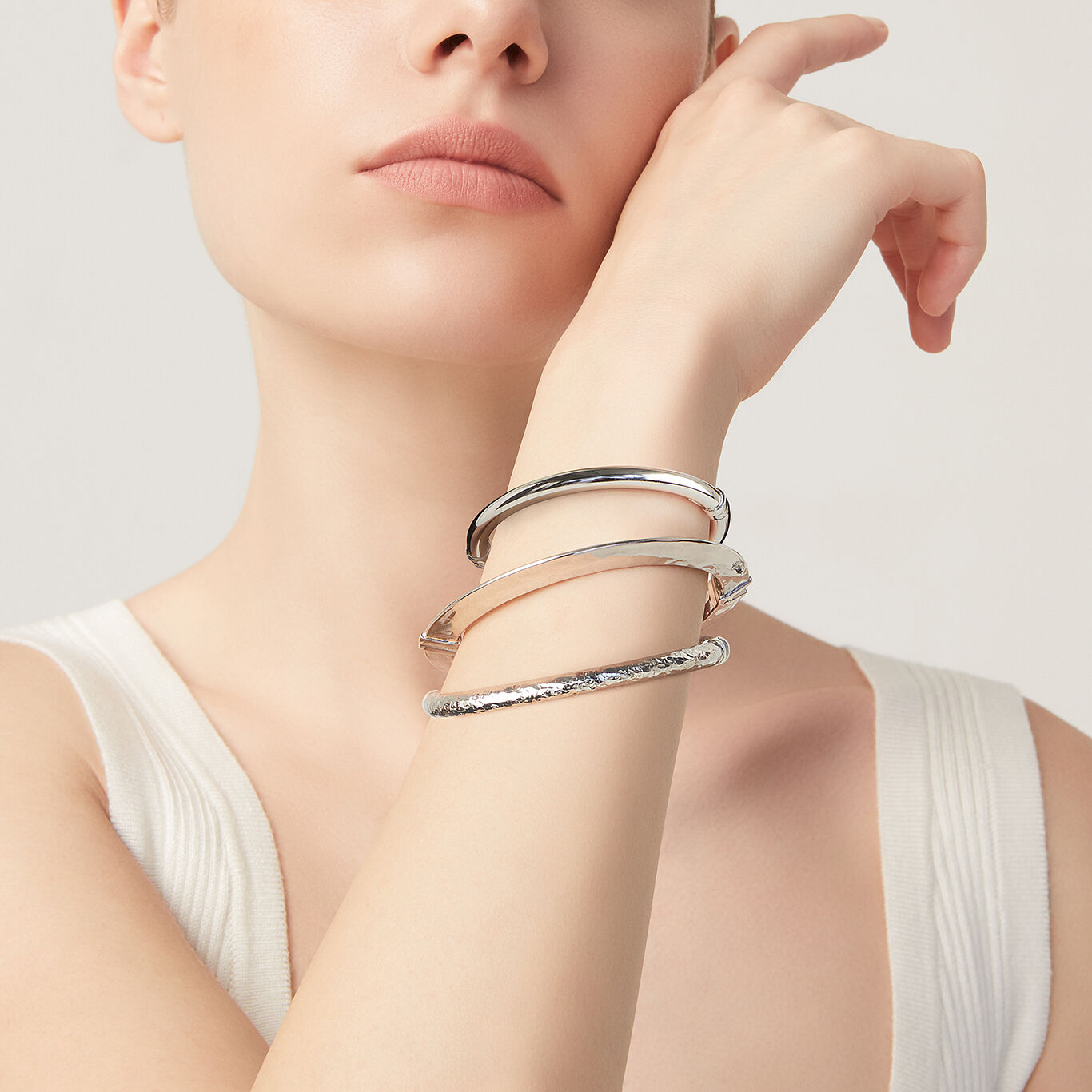 Silver Rock Bangle Set