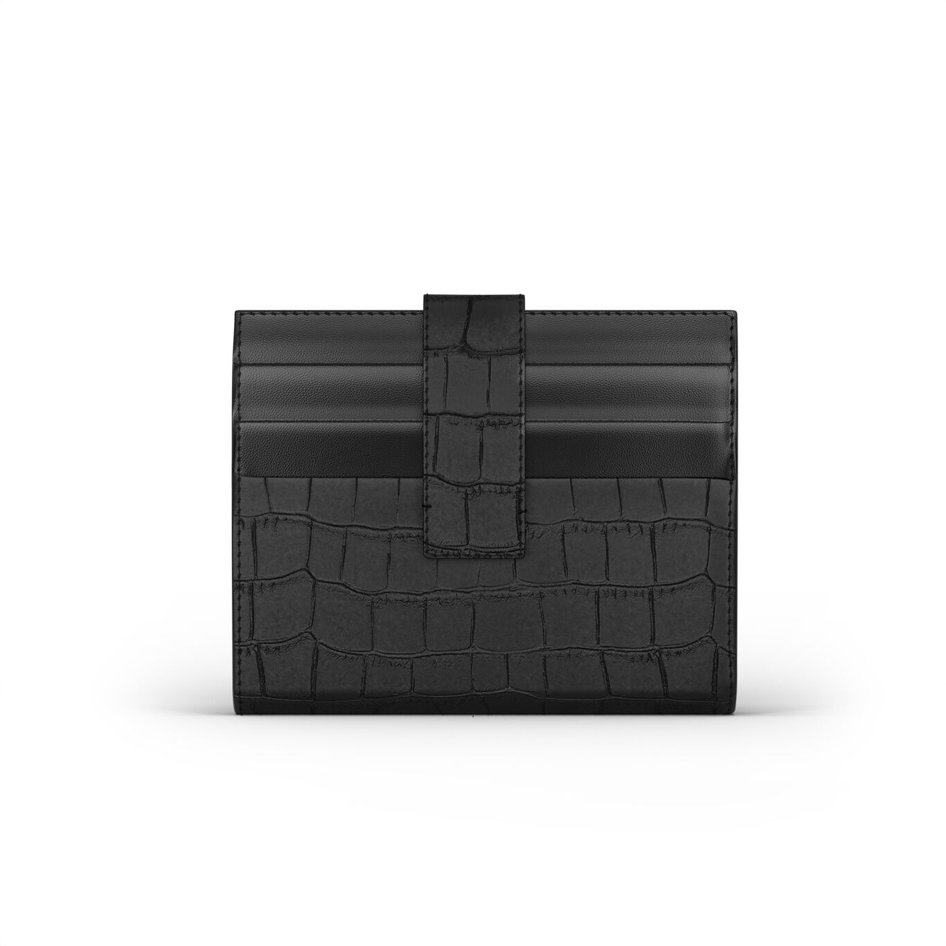 Black Croco Leather Card Holder Wallet