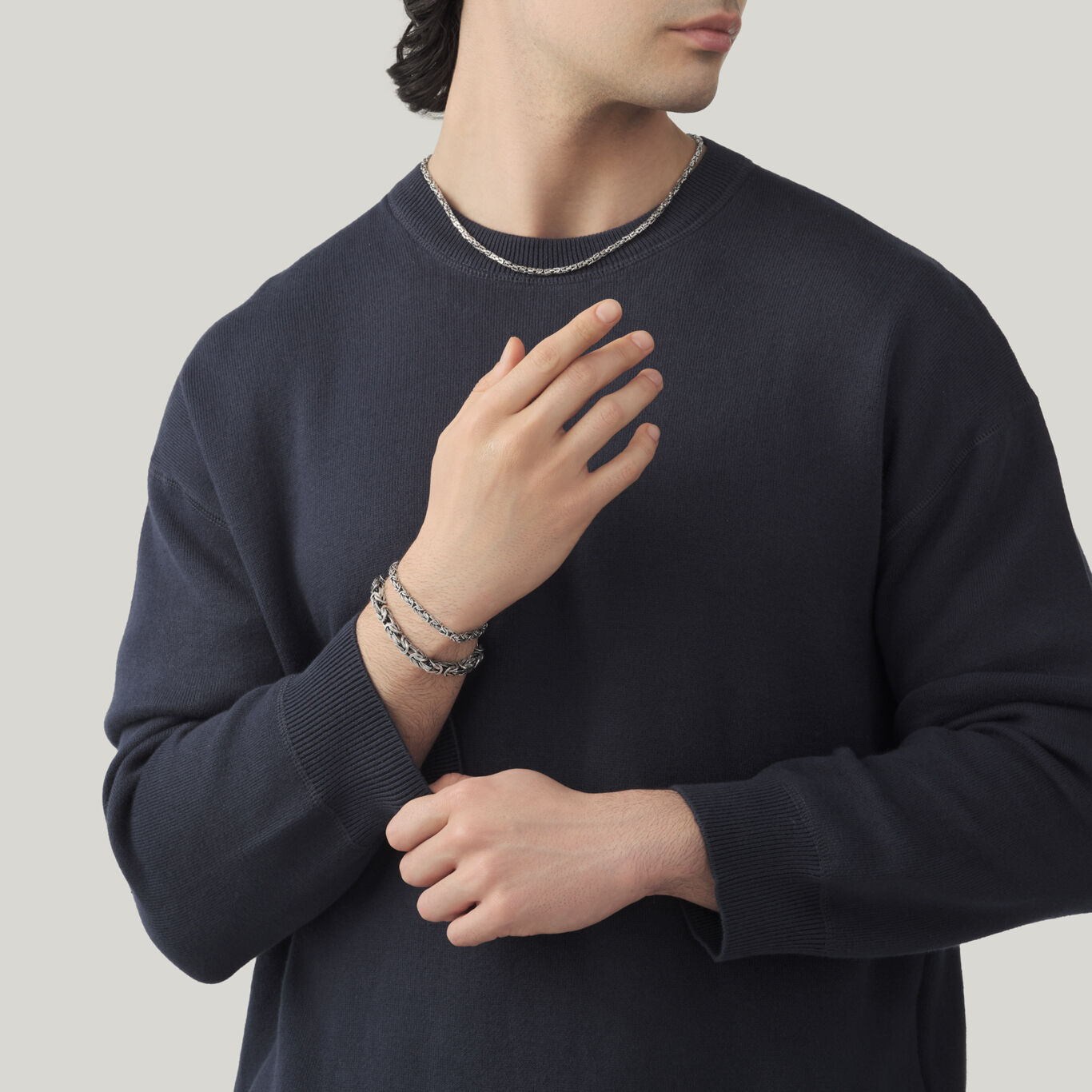 Bracelet Byzantin Carr&eacute; Mini, Bracelet en argent massif_image number 2_Giovanni Raspini