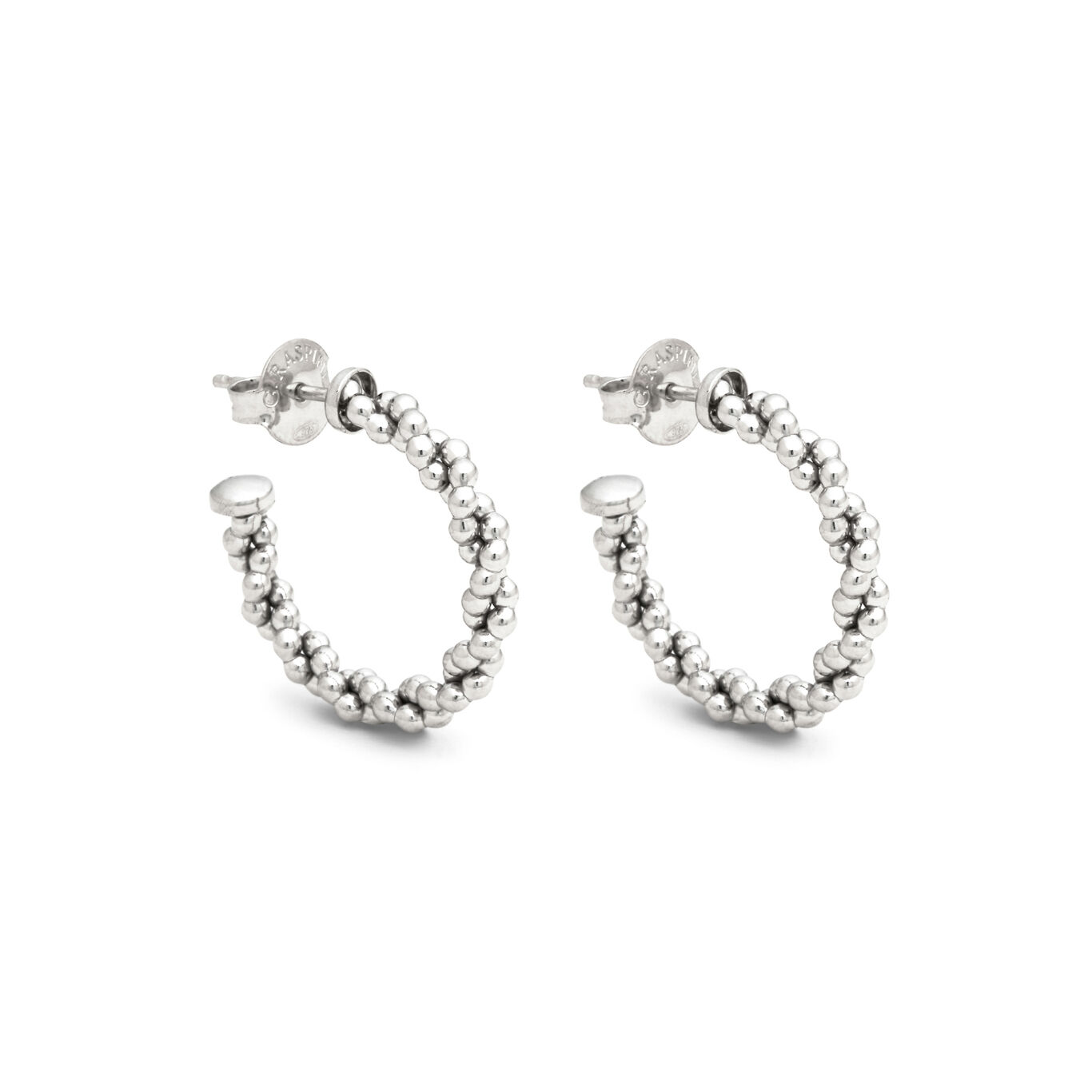 Petites Boucles D'Oreilles Créoles Tressées, Créoles en argent massif_image number 0_Giovanni Raspini