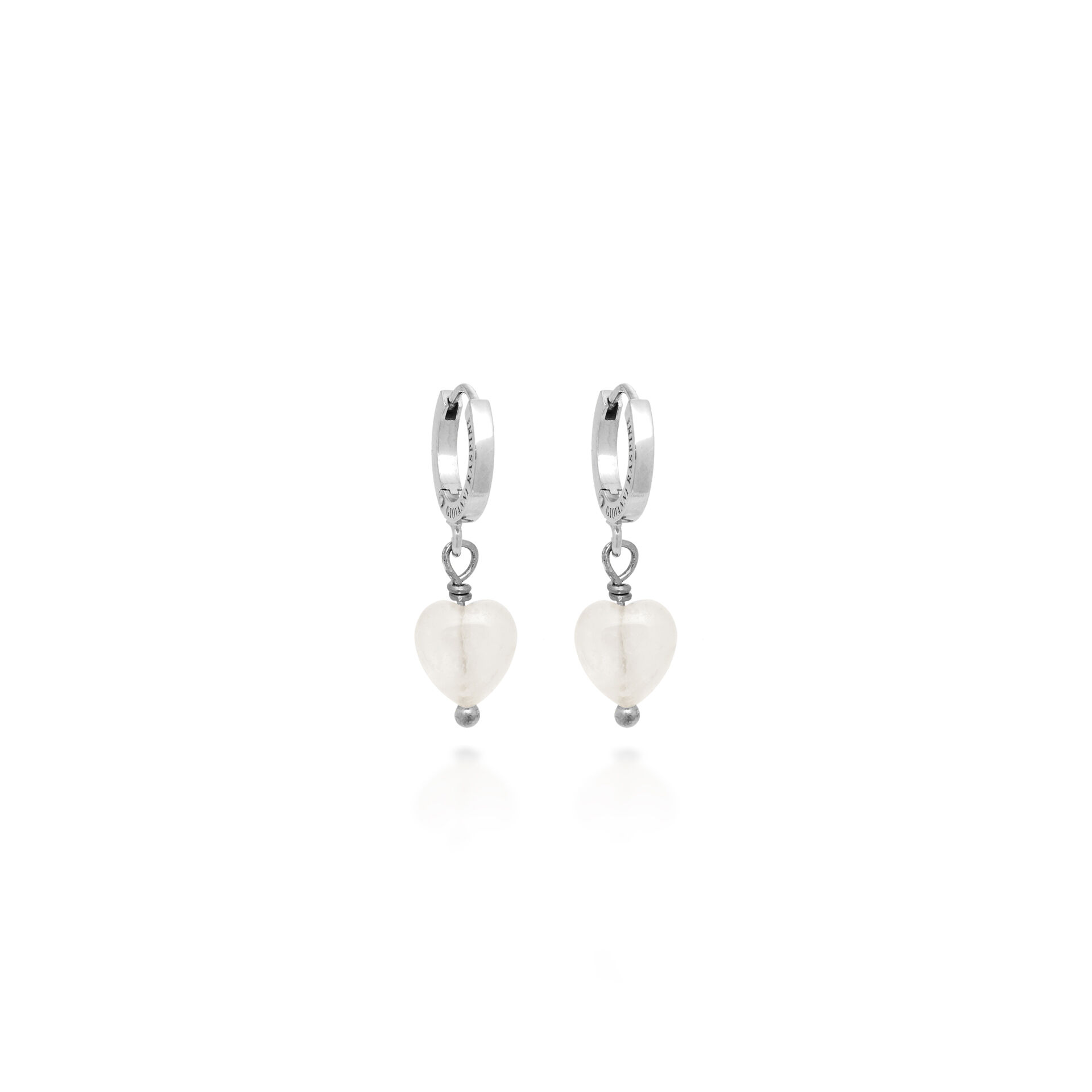 Pendientes Huggie Coraz&oacute;n Cristal de Roca image number 0