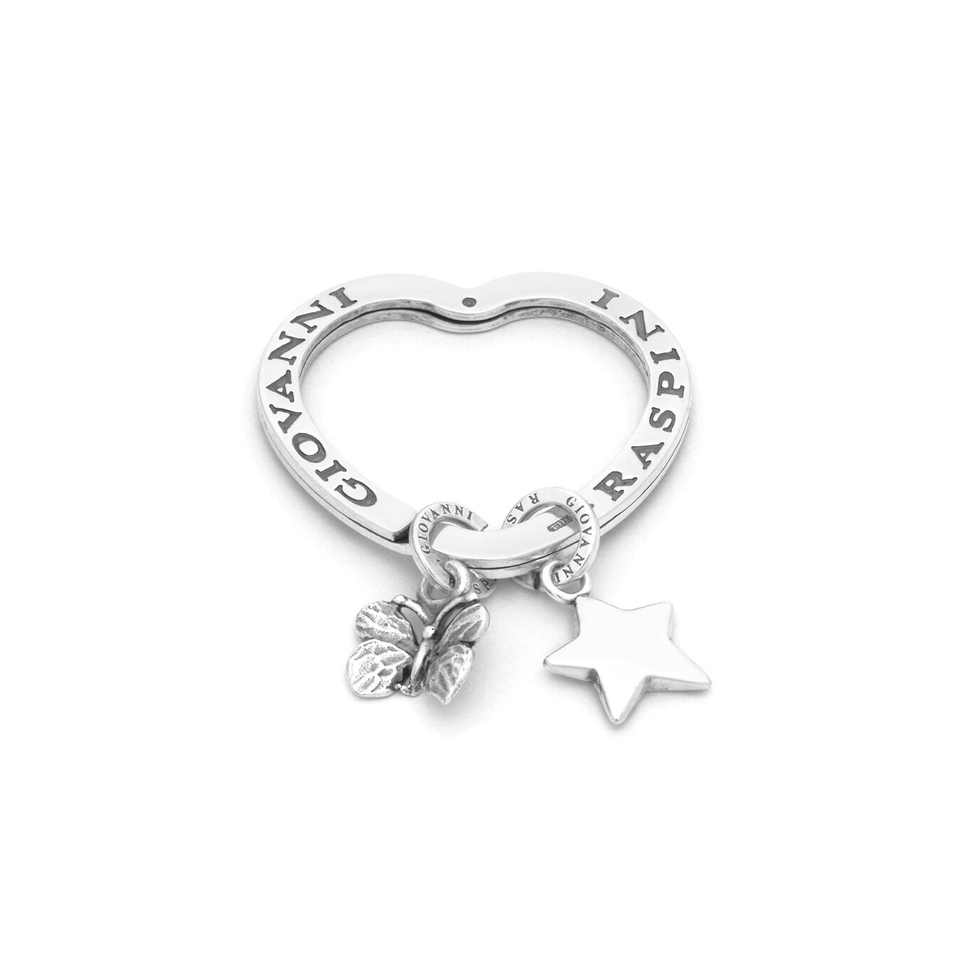 Star and butterfly key ring, Key ring in Sterling Silver_image number 0_Giovanni Raspini