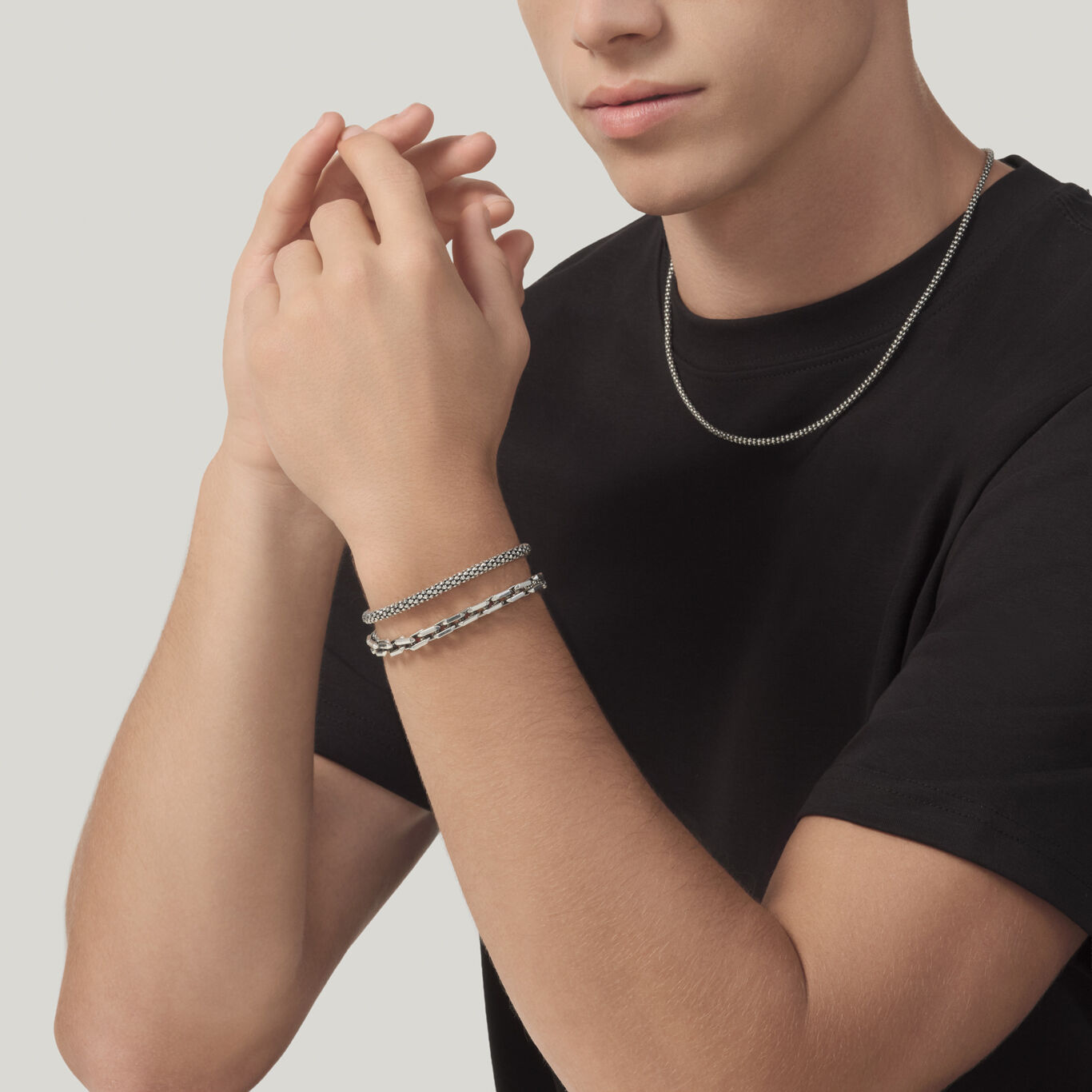 Collier Maille Pop-Corn, Collier en argent massif_image number 2_Giovanni Raspini