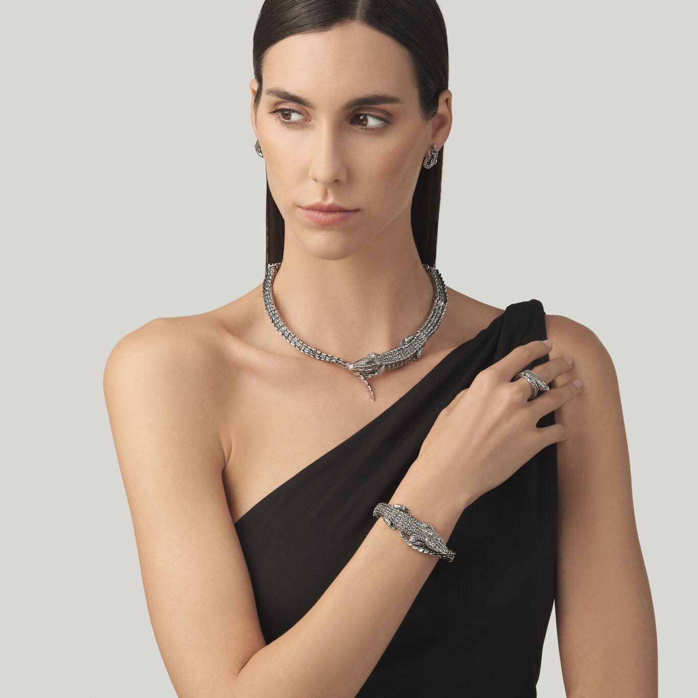 Crocodile Bracelet, Bangle in Sterling Silver_image number 2_Giovanni Raspini