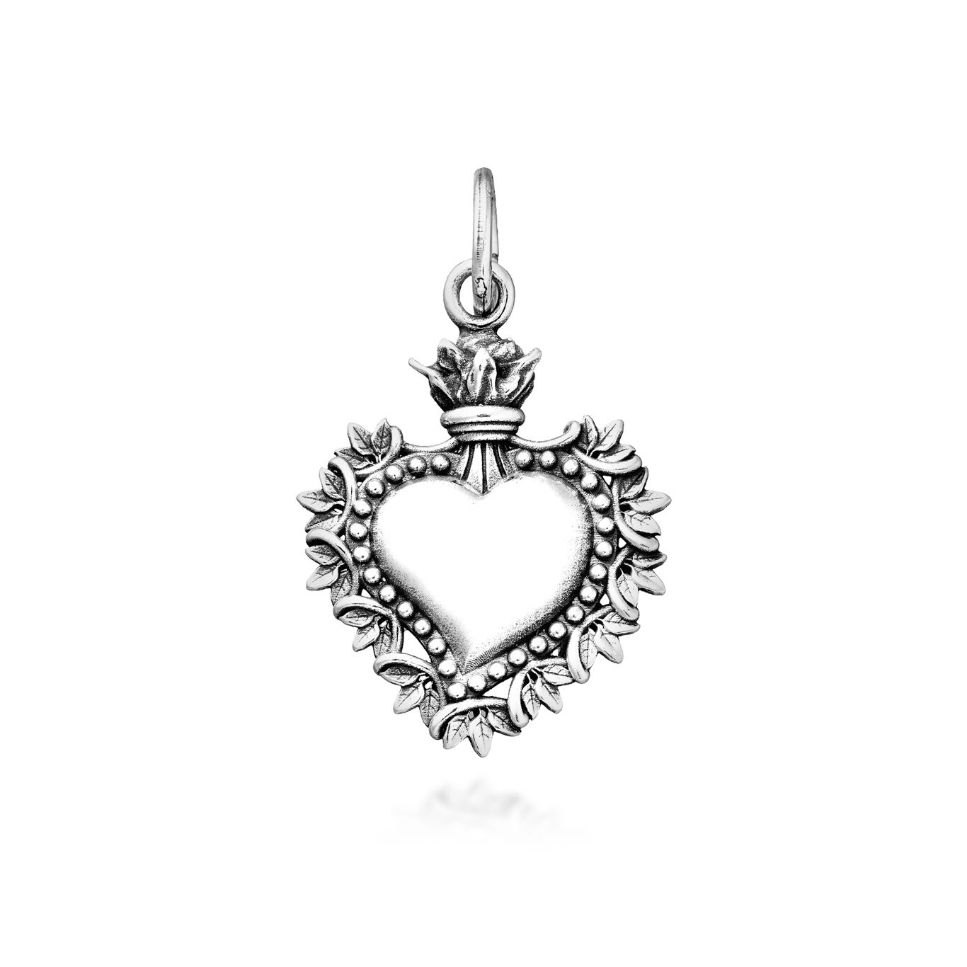 Votive Heart with Leaves Big Charm