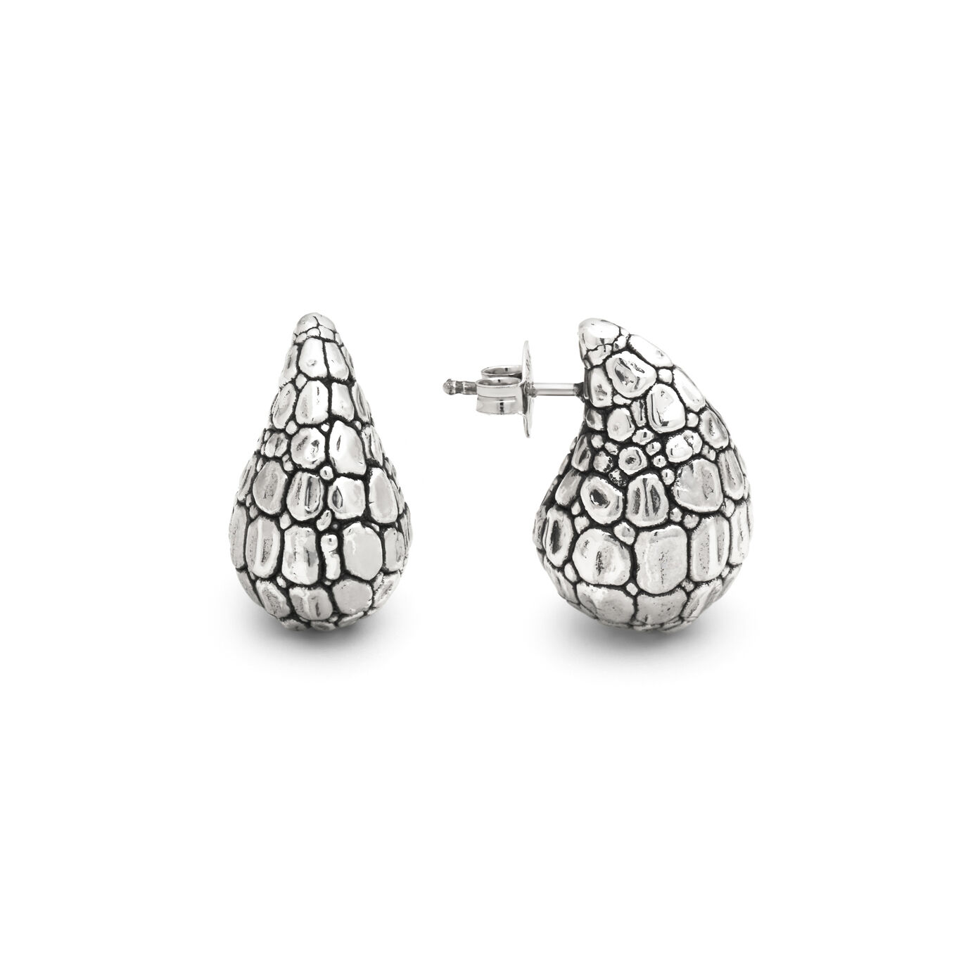 Croco Droplet Small Earrings, Earrings in Sterling Silver_image number 2_Giovanni Raspini
