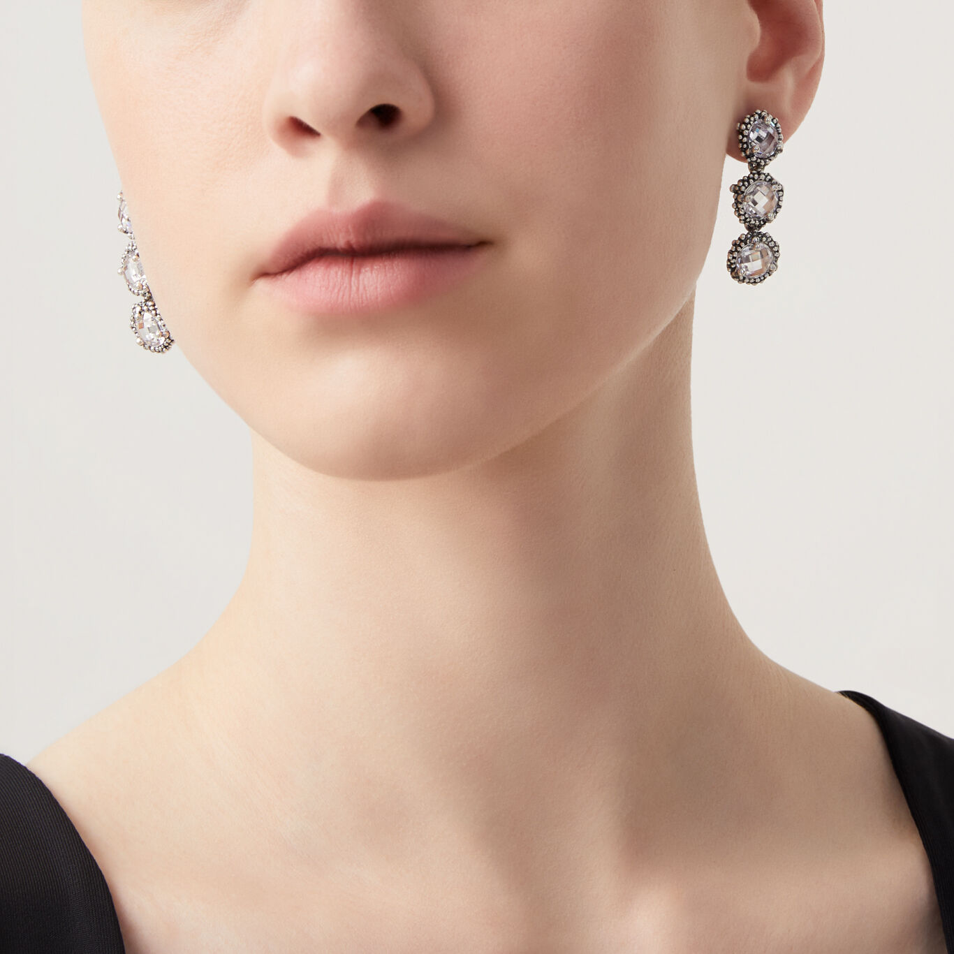 Shine Drop Earrings, Earrings in Sterling Silver and zircons_image number 1_Giovanni Raspini