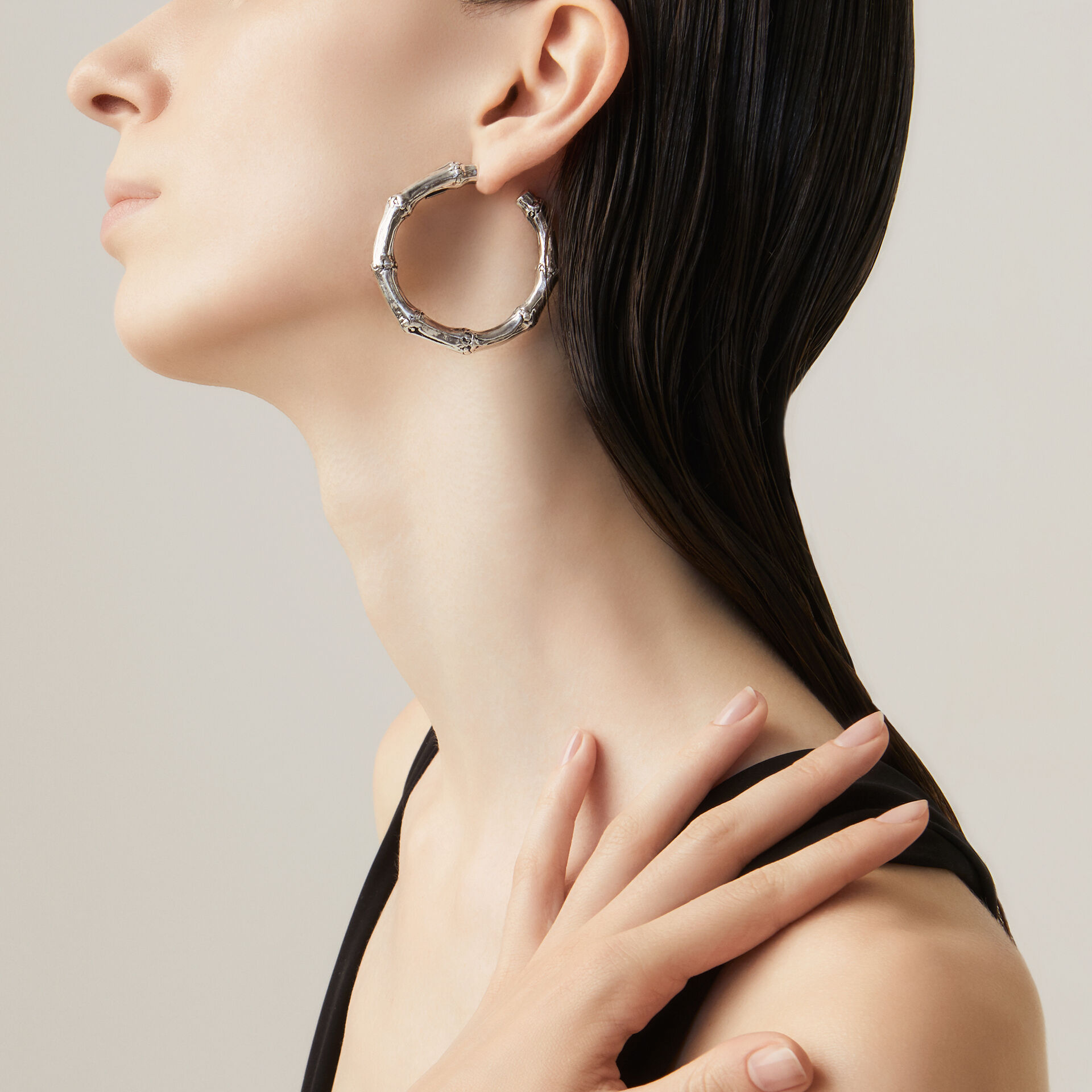 Bamboo Hoop Earrings image number 1