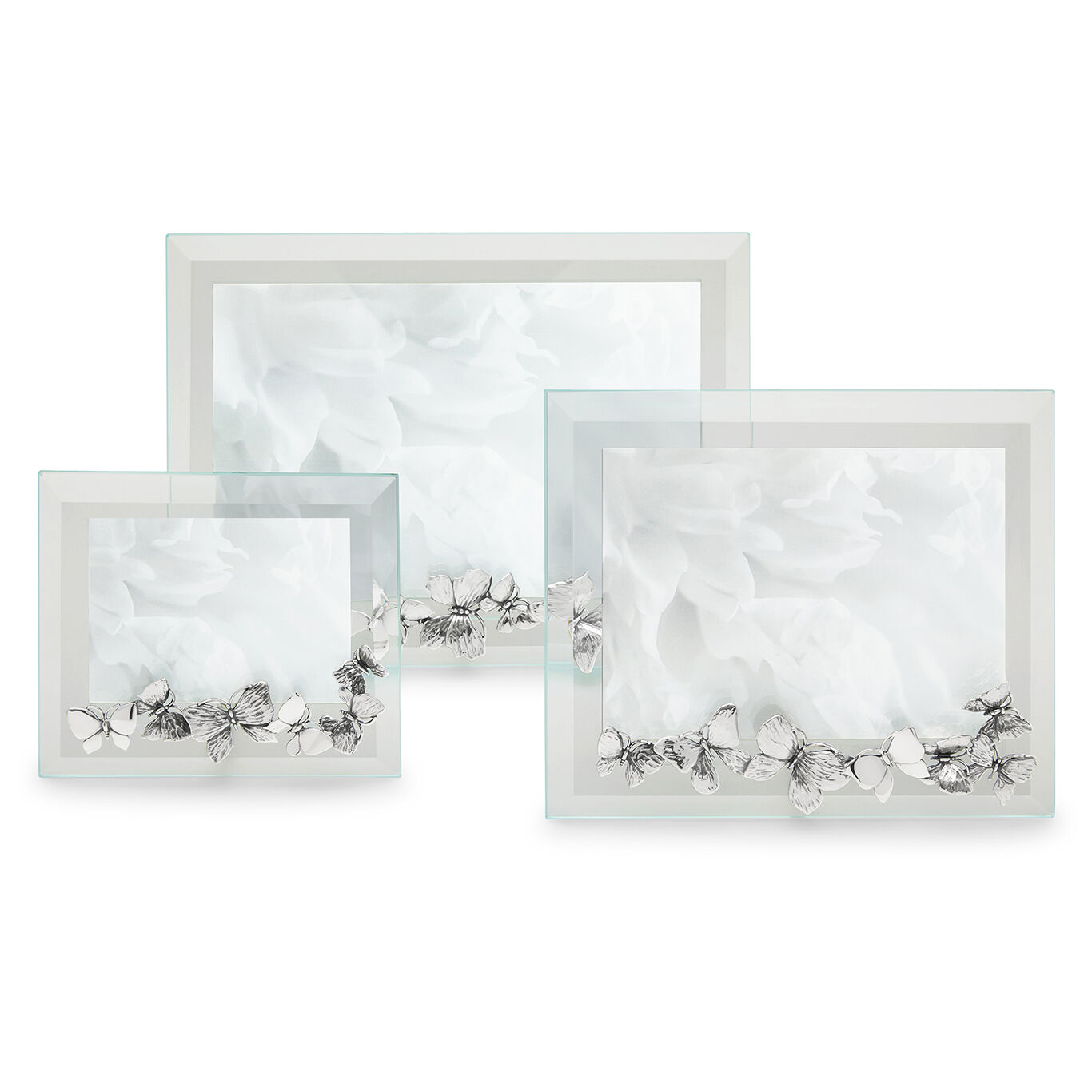 Butterflies Small Horizontal Light Frame, Bevelled glass and silver frame_image number 12_Giovanni Raspini