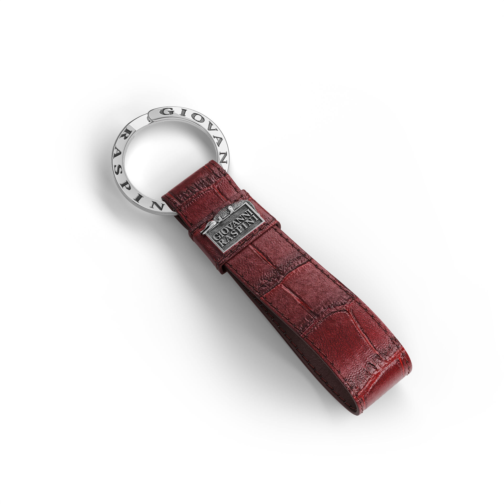 Black Croco Leather Key Ring image number 0