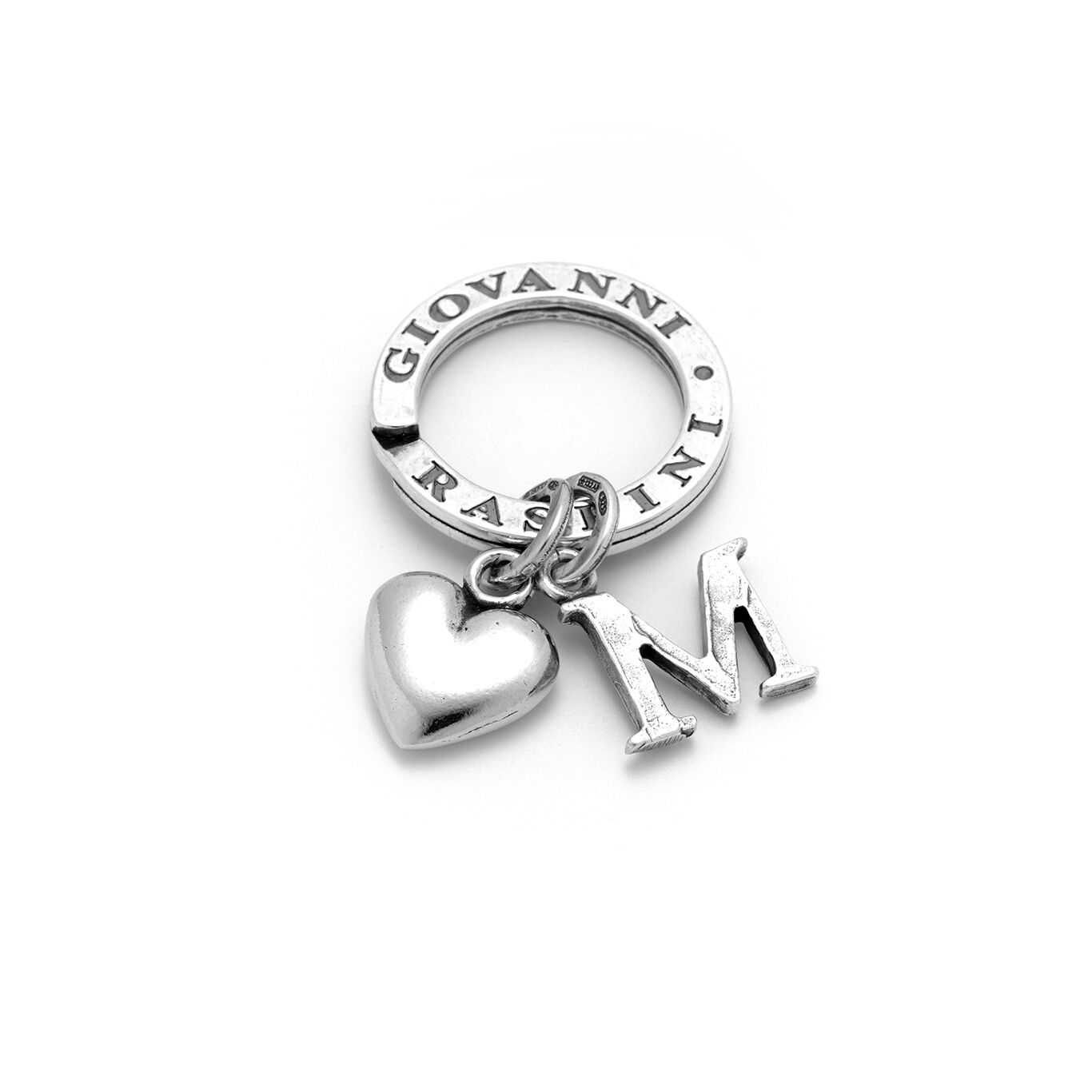 Key Ring with Heart and Letter M, Key ring in Sterling Silver_image number 0_Giovanni Raspini