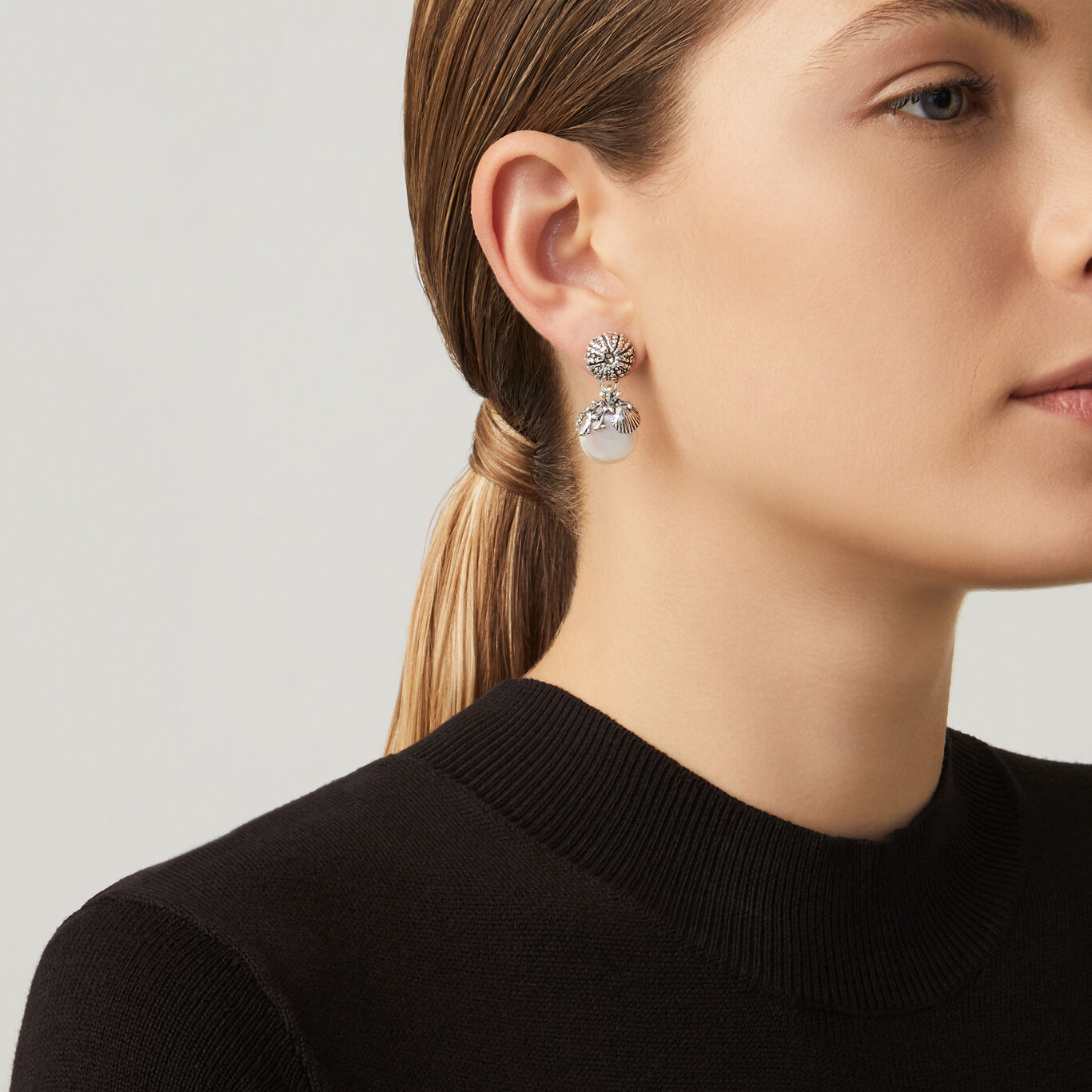 Sicily Earrings, Earrings in Sterling Silver and natural pearls_image number 1_Giovanni Raspini