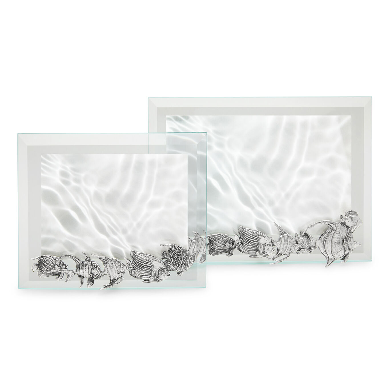 Cadre Encercl&eacute; Lumi&egrave;re Poissons Horizontal, Moyen Mod&egrave;le, Cadre en argent et verre biseaut&eacute;_image number 4_Giovanni Raspini