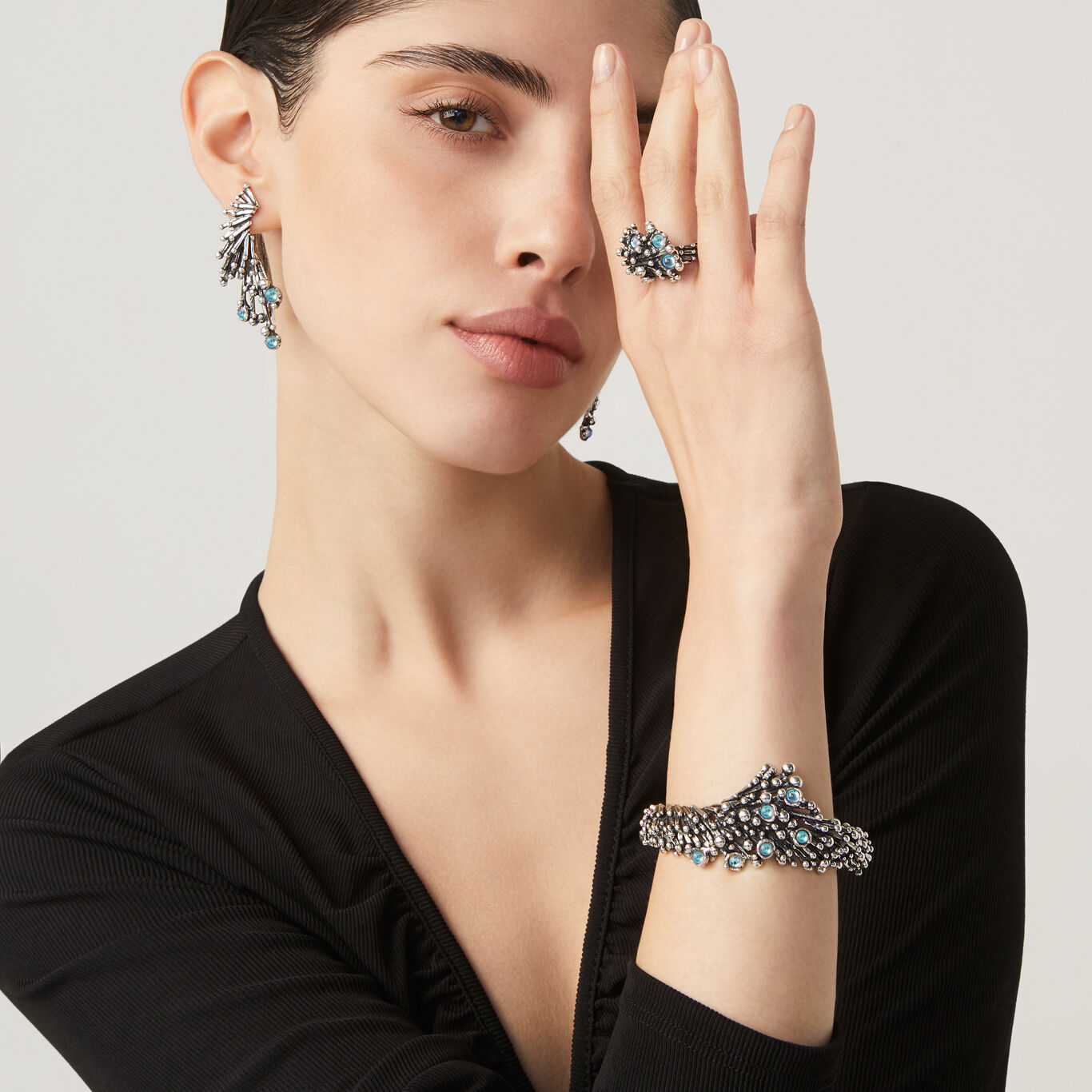 Fireworks Drop Earrings, Earrings in Sterling Silver and mystic quarz_image number 2_Giovanni Raspini