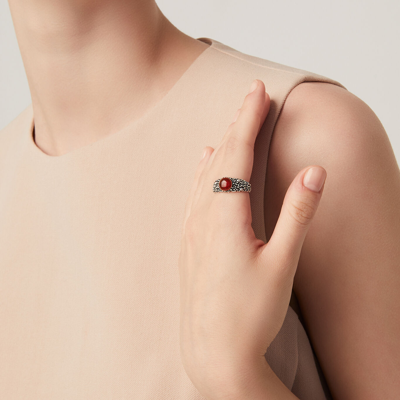 Carnelian Perlage Ring