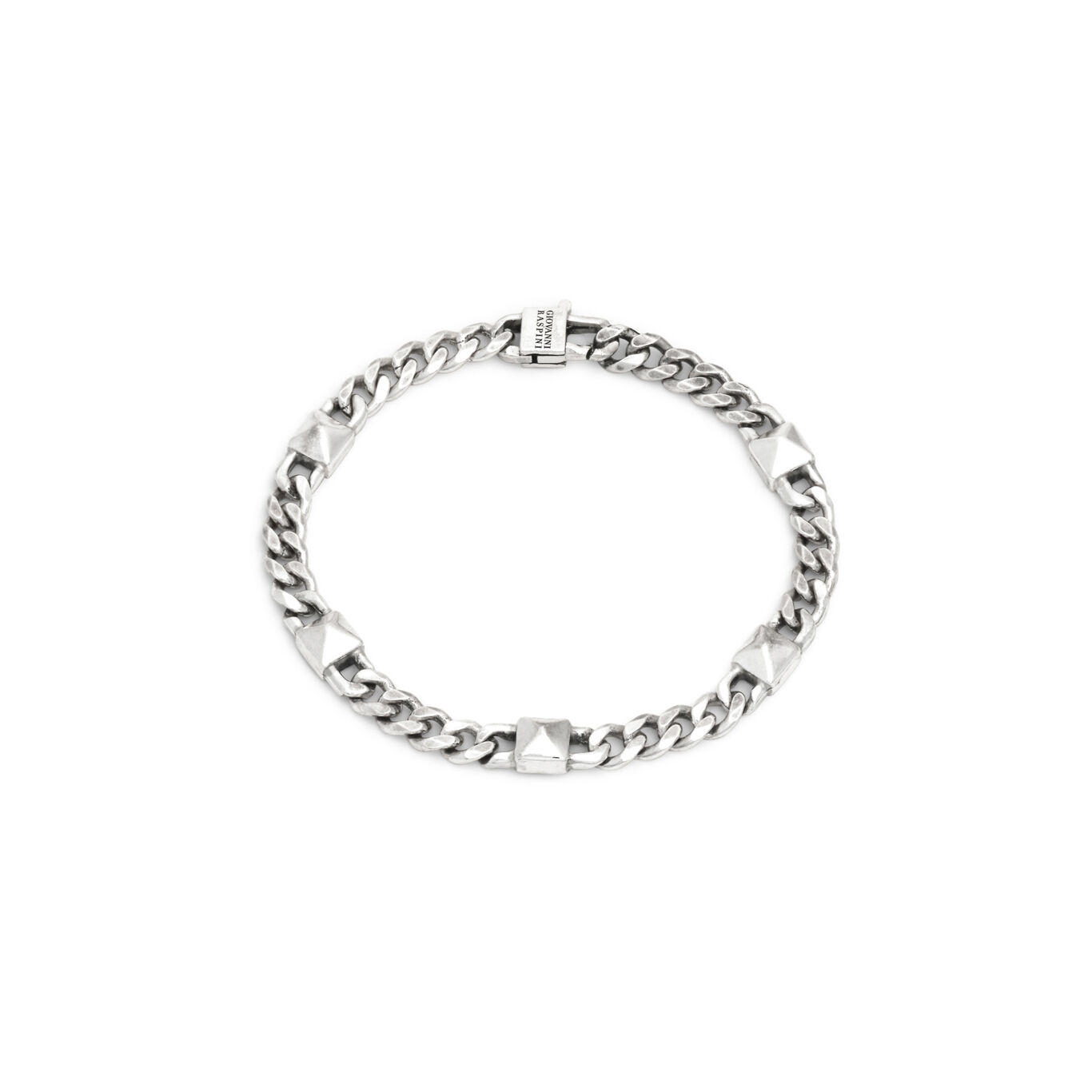 Studs Curb Chain Bracelet, Bracelet in Sterling Silver_image number 0_Giovanni Raspini