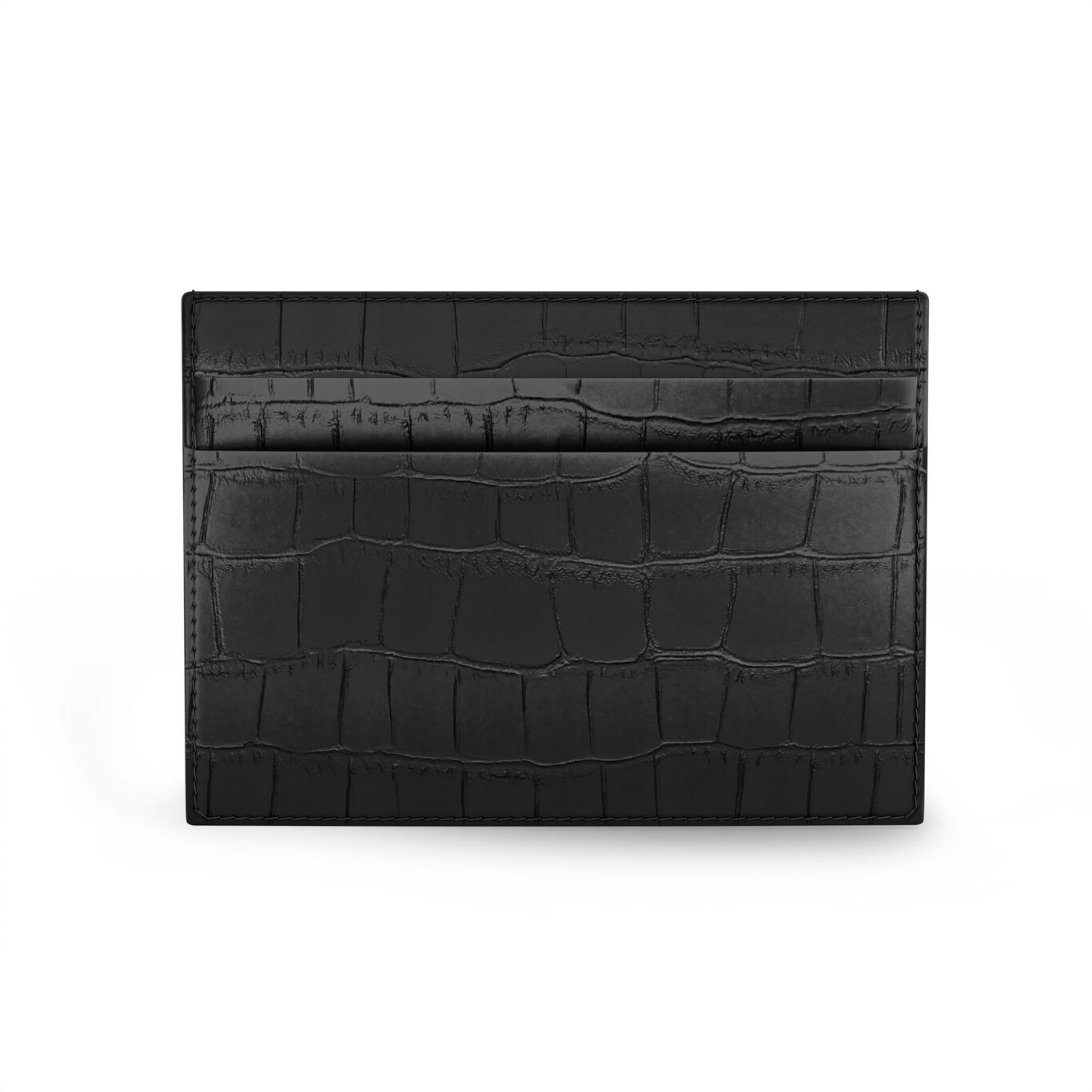 Portacarte Pelle Croco Nera