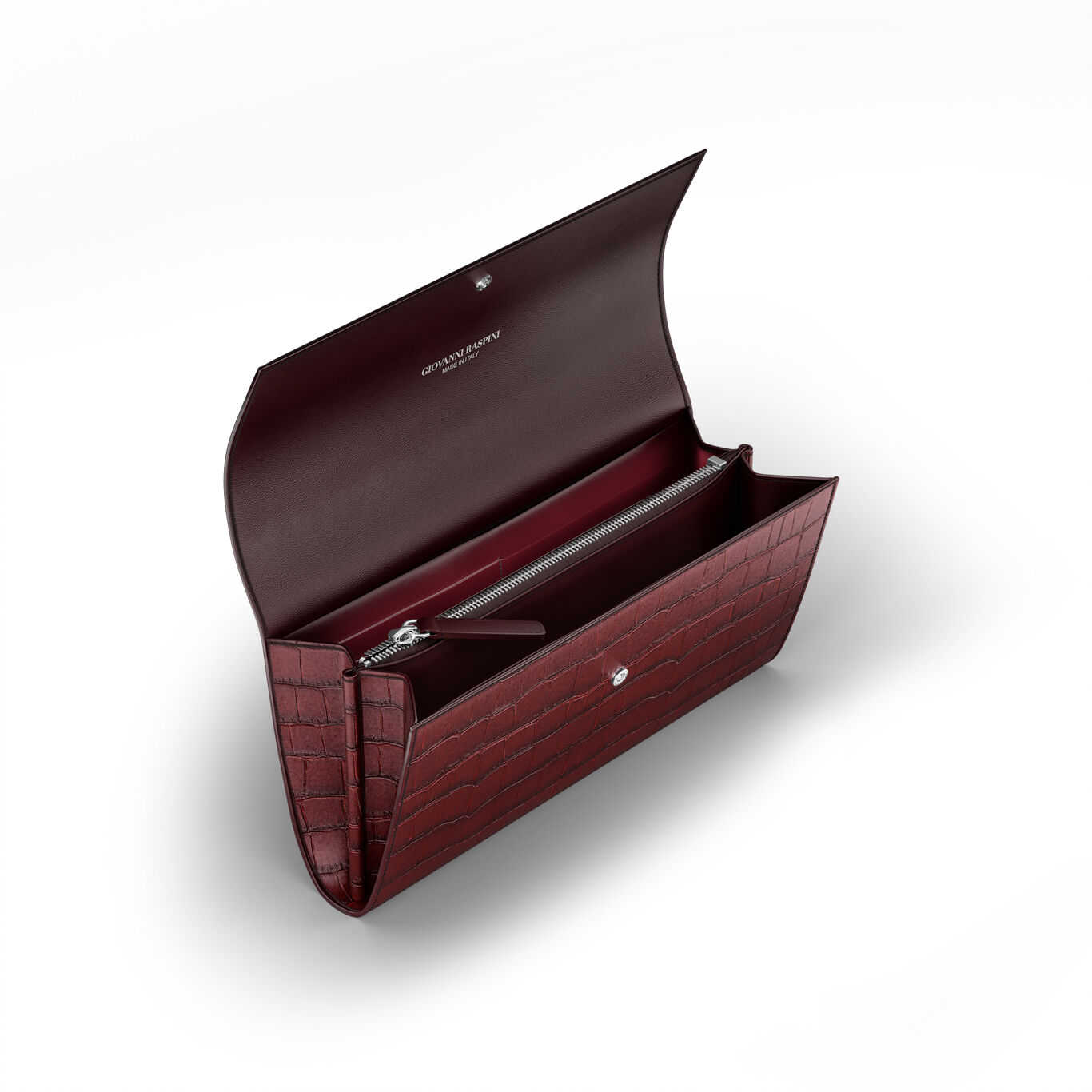 Portemonnaie Continental Jungle Krokoleder Burgund, Geldb&ouml;rse aus Leder mit dekor aus bronzobianco_image number 2_Giovanni Raspini