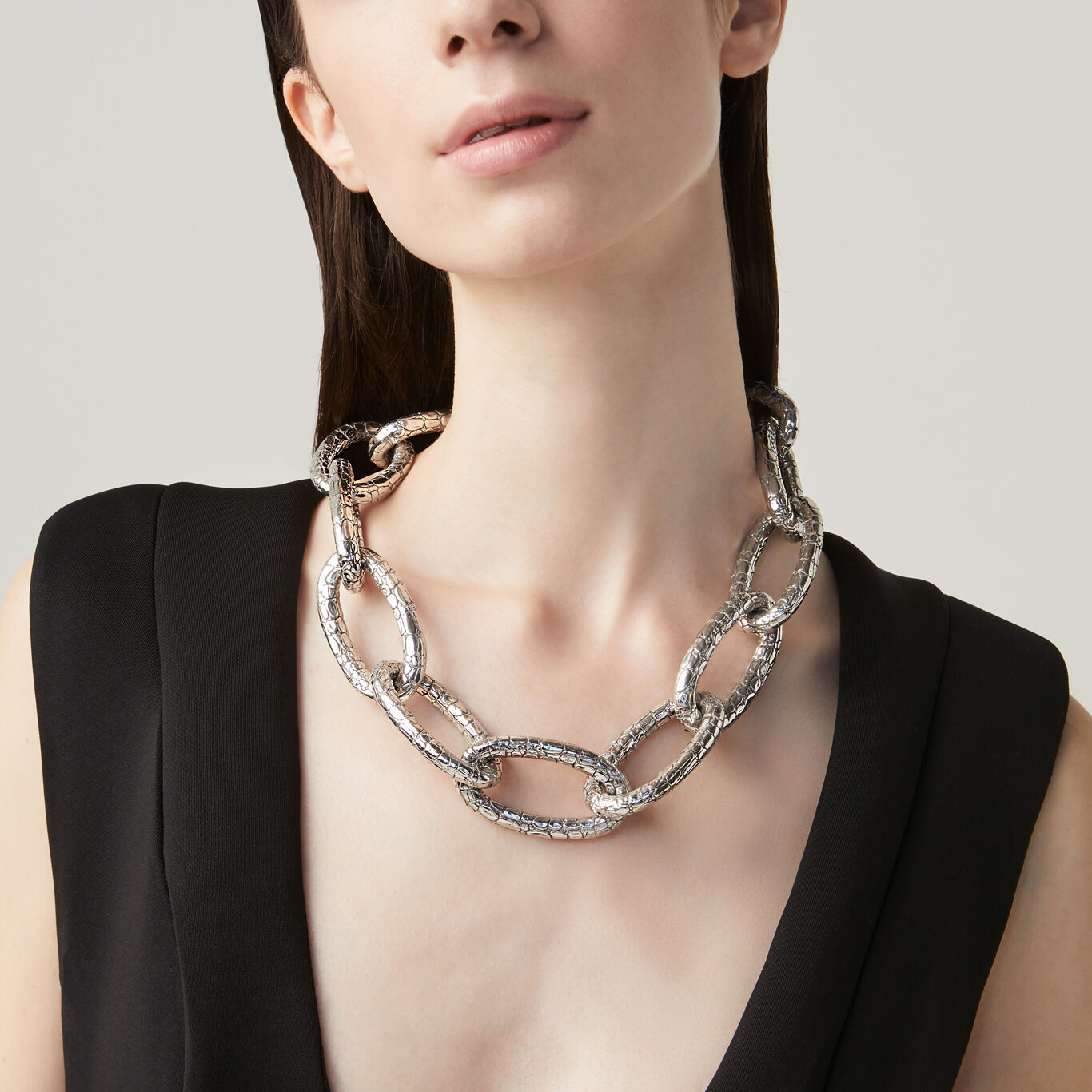 Collier Croco, grand modèle, Collier en argent massif_image number 1_Giovanni Raspini