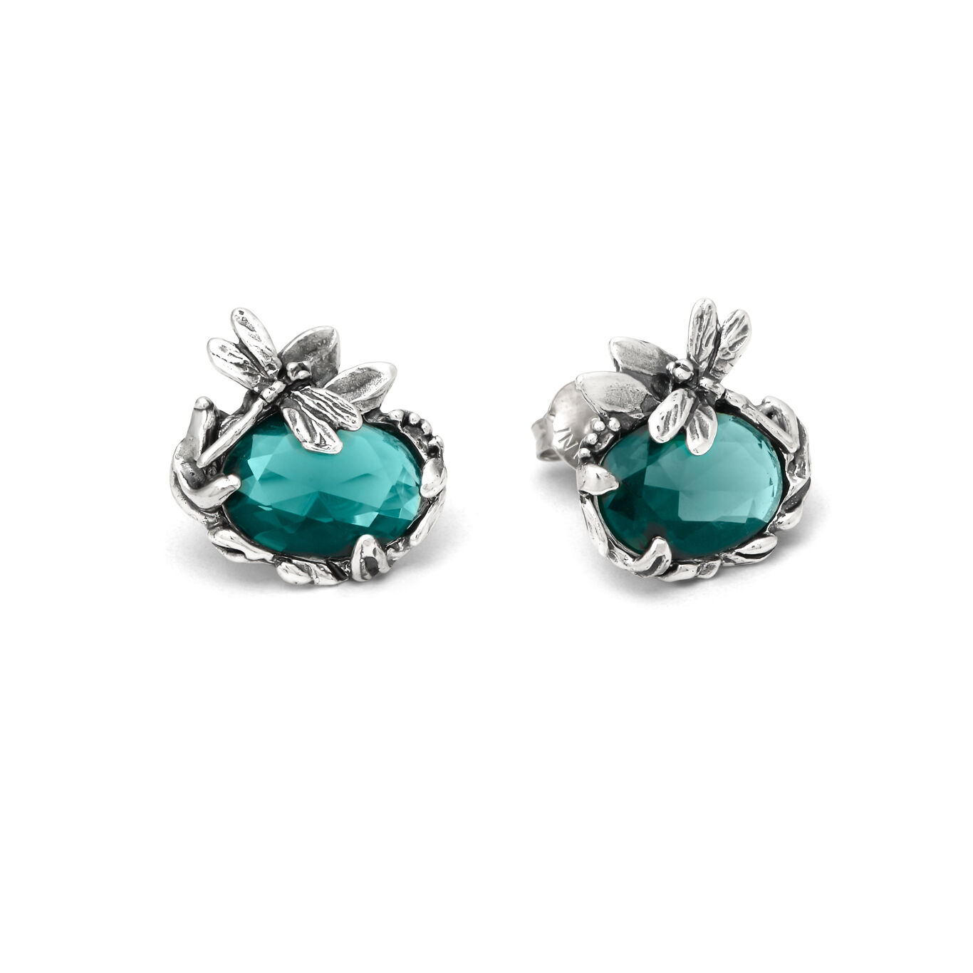 Boucles D&rsquo;Oreilles Libellule Eden, Boucles d&rsquo;oreilles en Argent massif et quartz couleur &eacute;meraude_image number 2_Giovanni Raspini