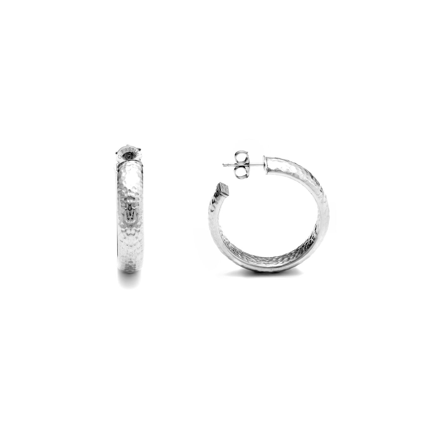 Moon Rock Earrings, Hoop Earrings in Sterling Silver_image number 2_Giovanni Raspini