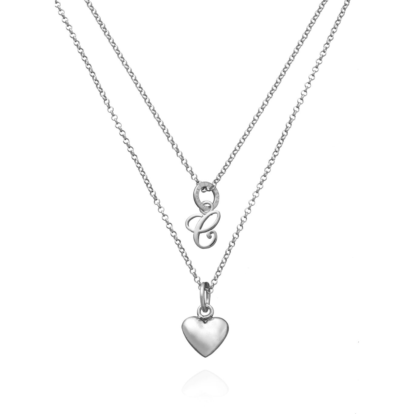 Heart and Letter Necklace C, Necklace in Sterling Silver_image number 0_Giovanni Raspini