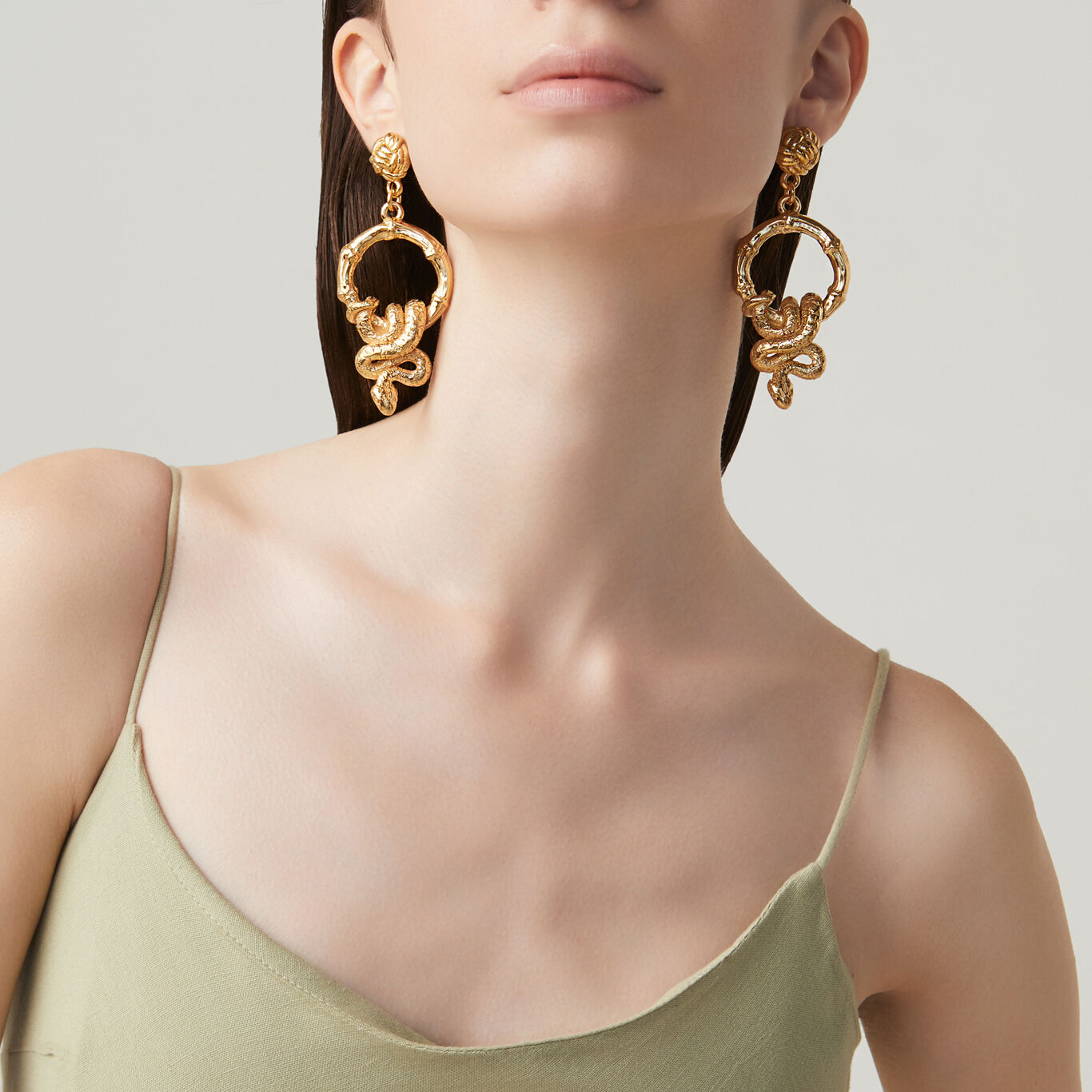 Boucles d'oreilles Bambou et serpent, Boucles d'oreilles en argent massif dor&eacute;_image number 1_Giovanni Raspini