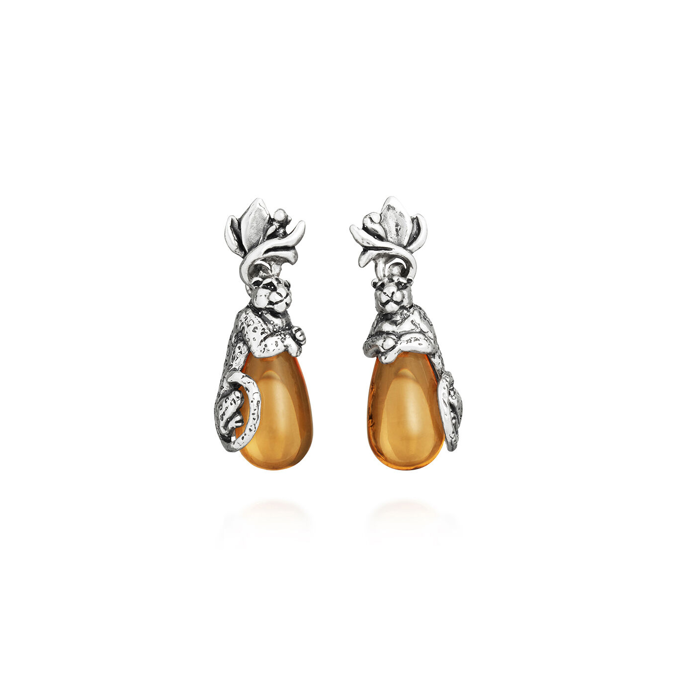 Leopard Drop Earrings, Earrings in Sterling silver with citrine crystals_image number 0_Giovanni Raspini