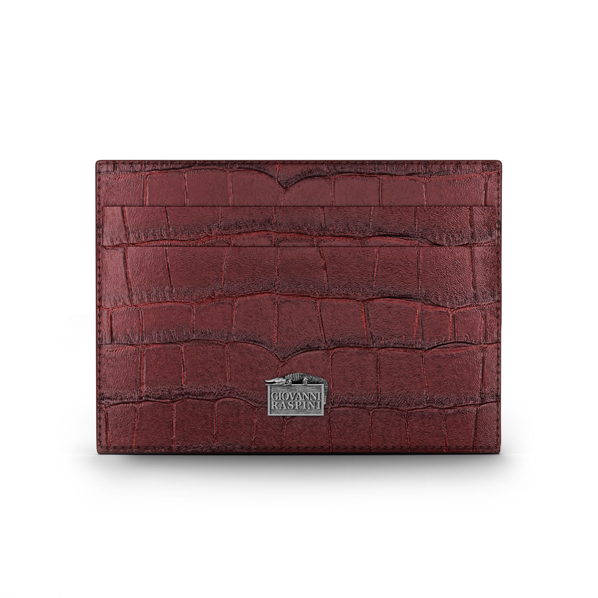 Black Croco Leather Card Holder image number 0