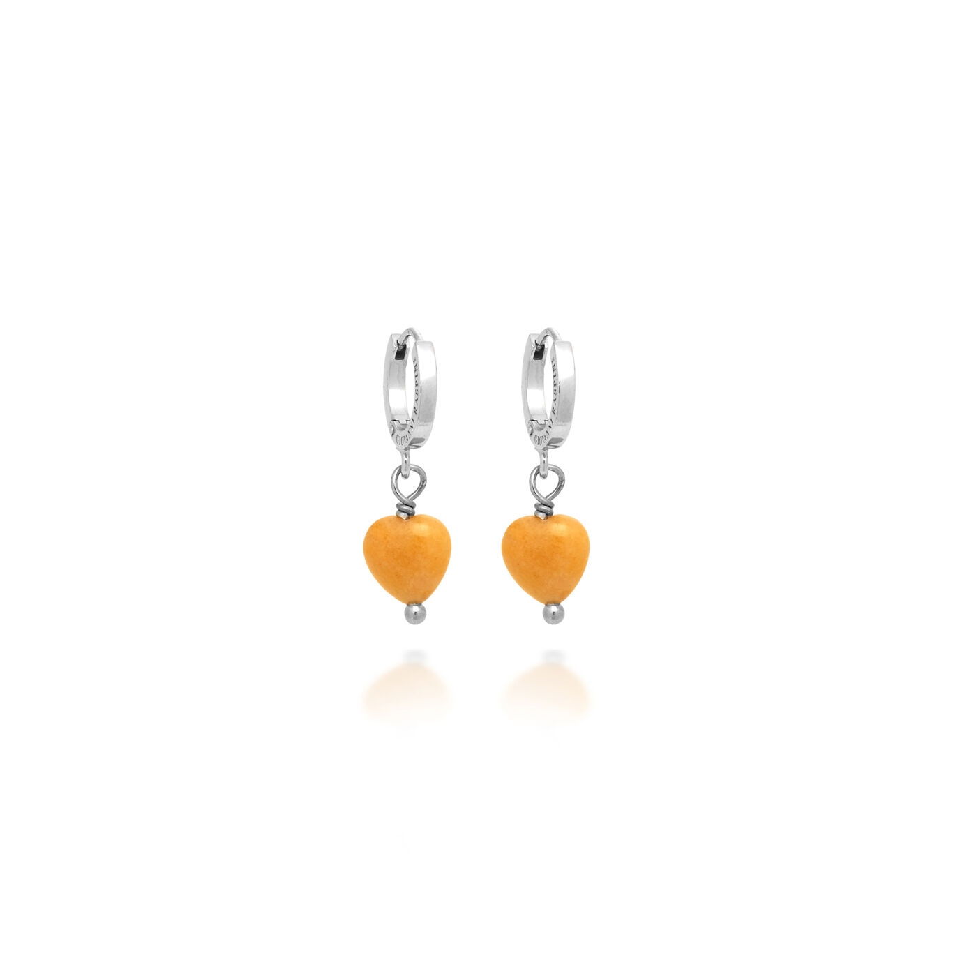 Huggie Earrings Yellow Aventurine Heart, Earrings in Sterling Silver_image number 0_Giovanni Raspini