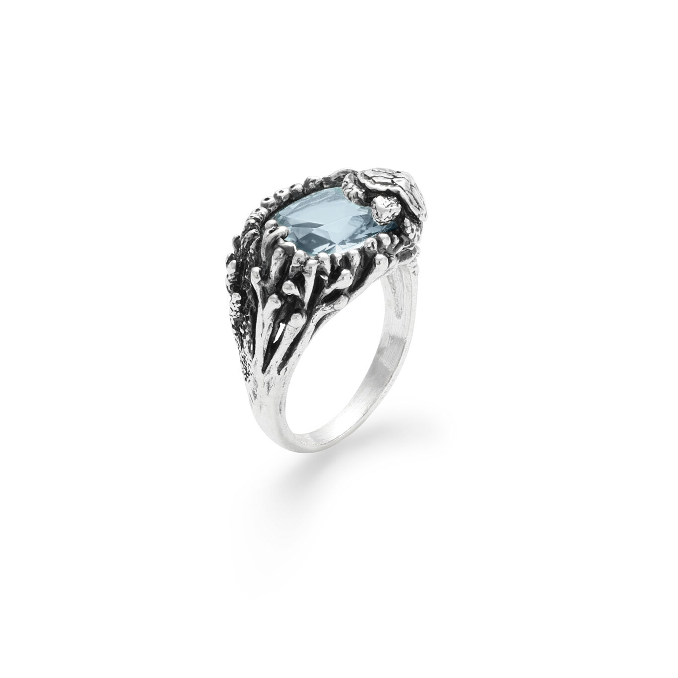 Eden Turtle Ring, Ring in Sterling Silver and light blue quartz_image number 0_Giovanni Raspini