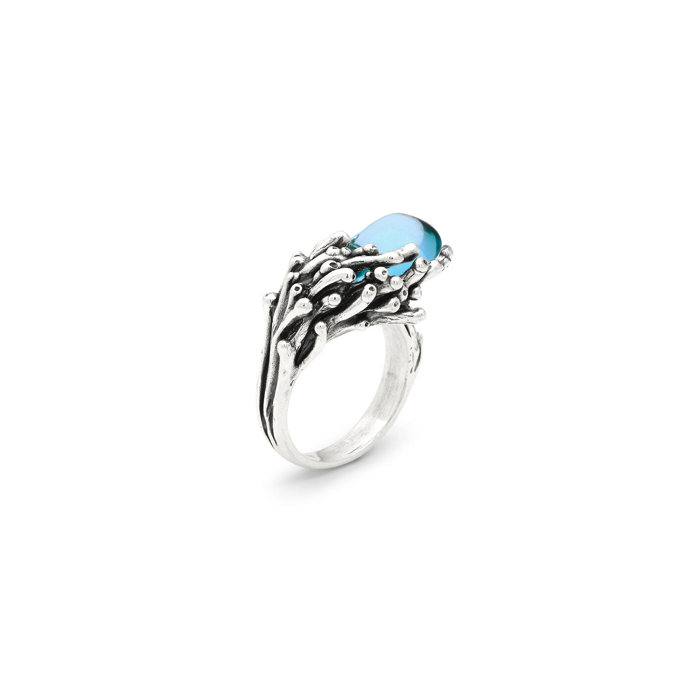 Ring Tropfen Meer, Ring aus Silber 925 und blauer Kristall_image number 0_Giovanni Raspini