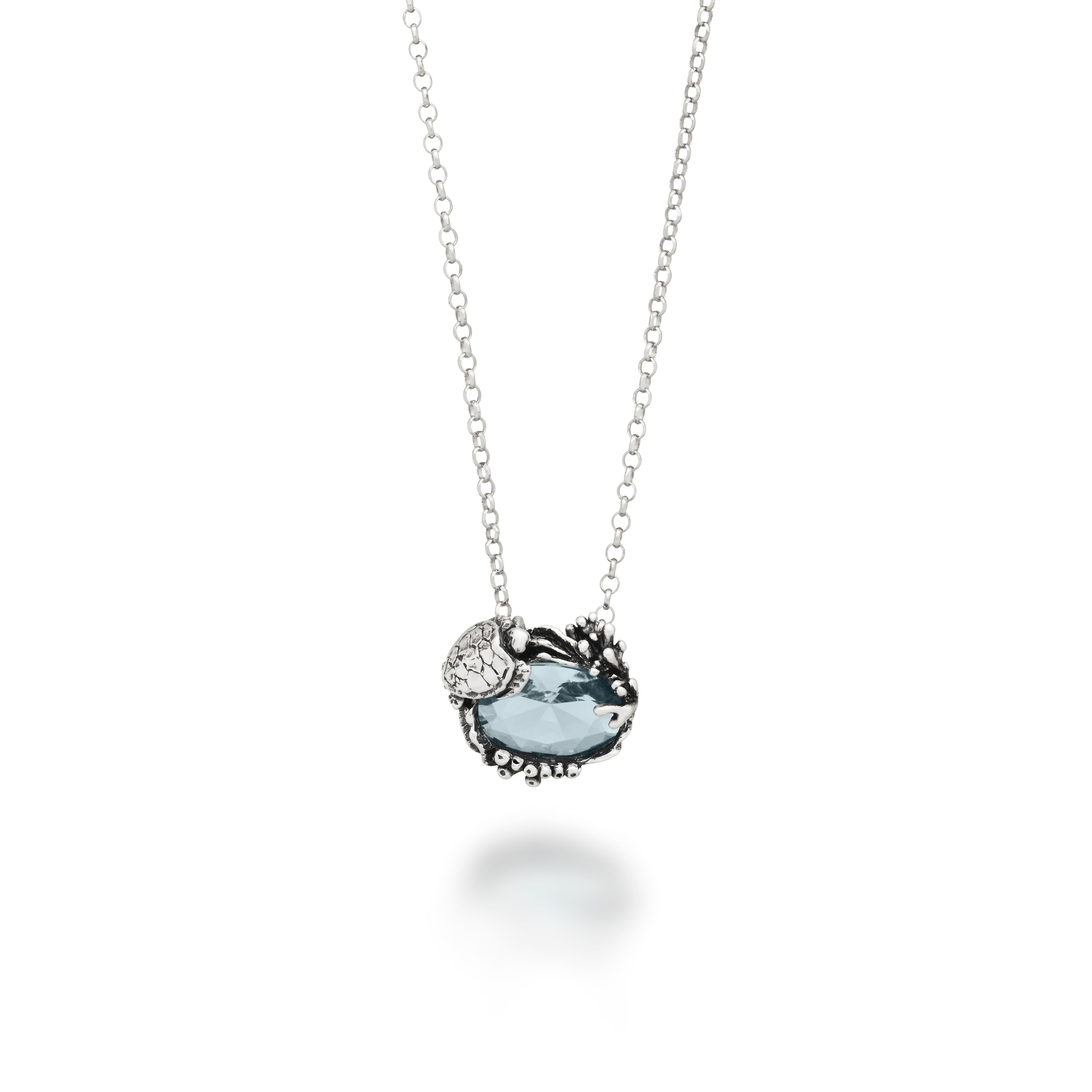 Collana LONAGO Con Pendente Tartaruga, Argento 925, Zirconi, Catena 45 Cm, Regalo Per Mamma