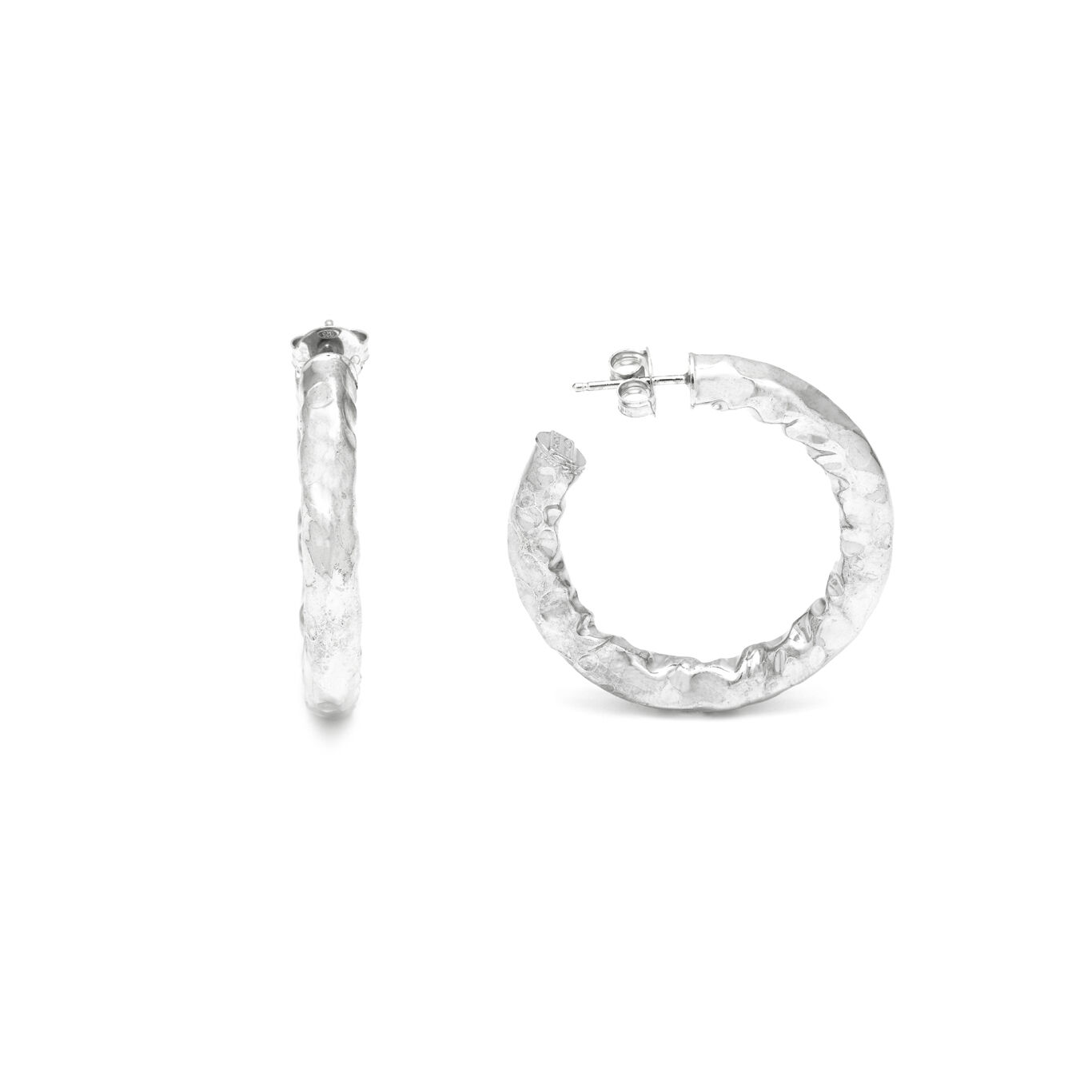 Boucles d'oreilles Stone, moyen modèle, Créoles en argent massif_image number 3_Giovanni Raspini