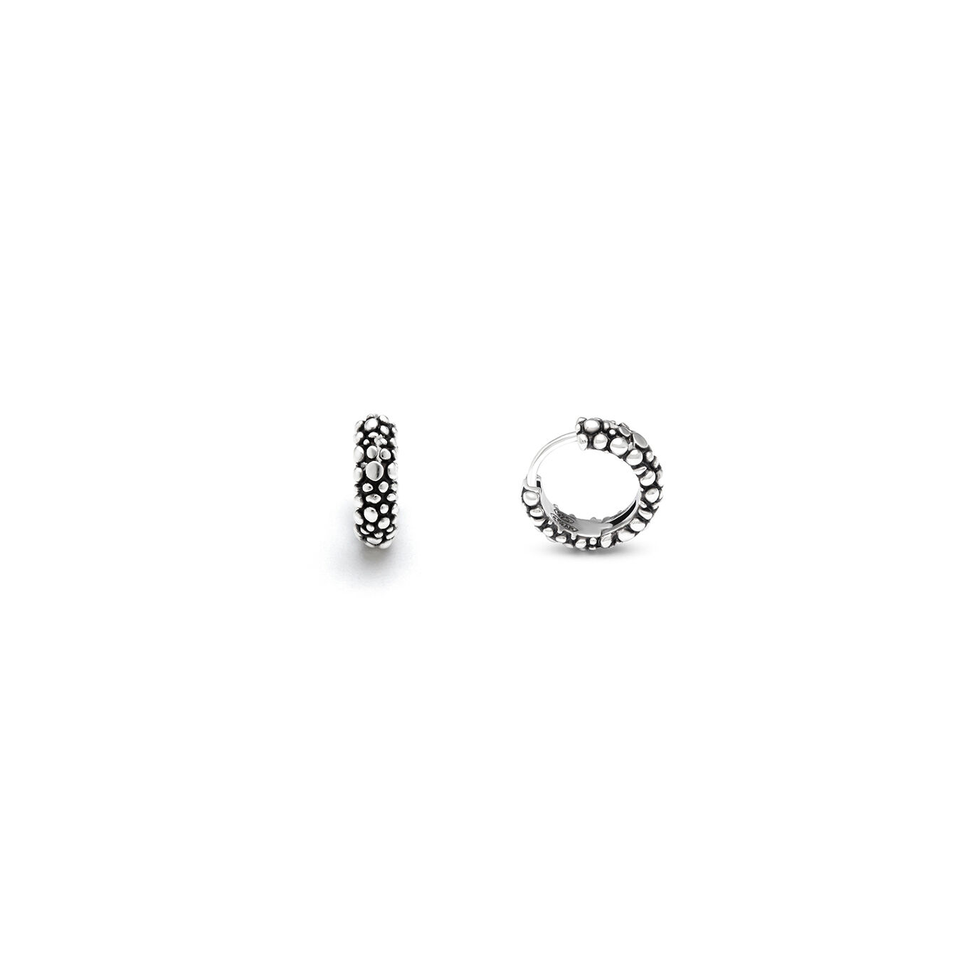 Huggie Perlage Earrings, Hoop earrings in Sterling Silver_image number 2_Giovanni Raspini