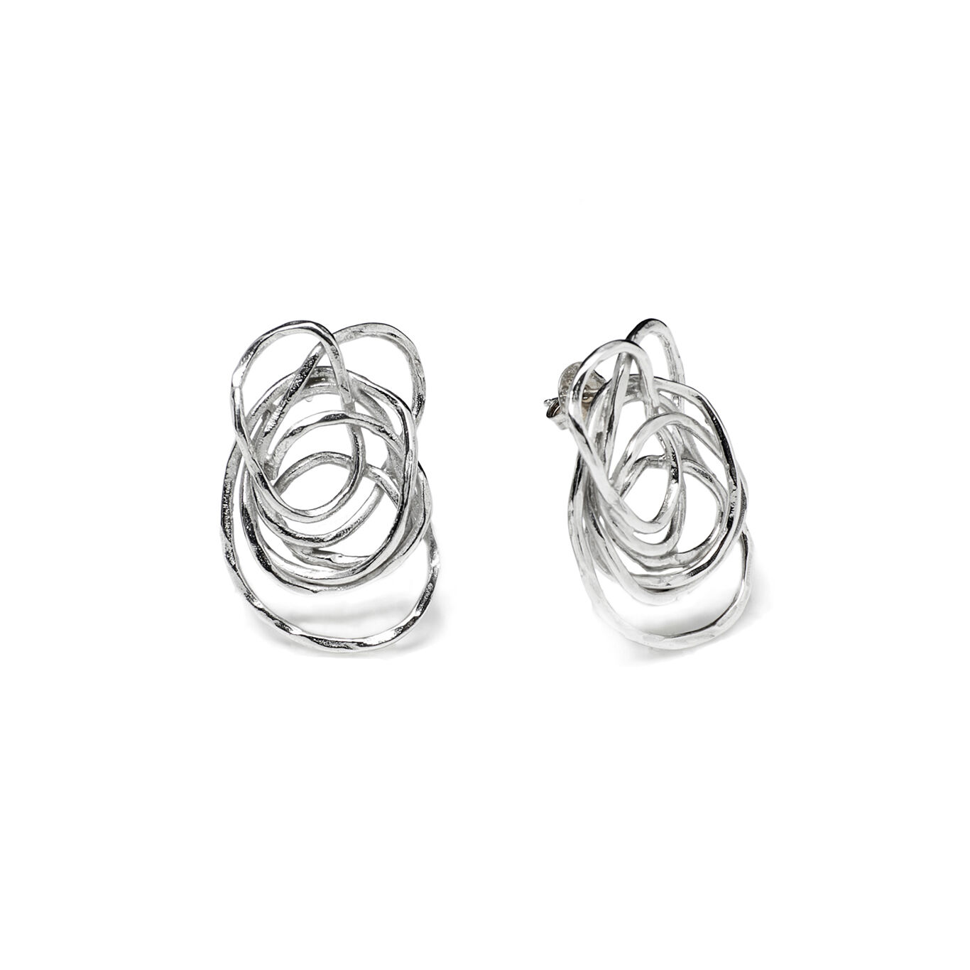 Boucles d'oreilles boutons mailles a&eacute;riennes, grand mod&egrave;le, Boucles d'oreilles en argent massif_image number 2_Giovanni Raspini