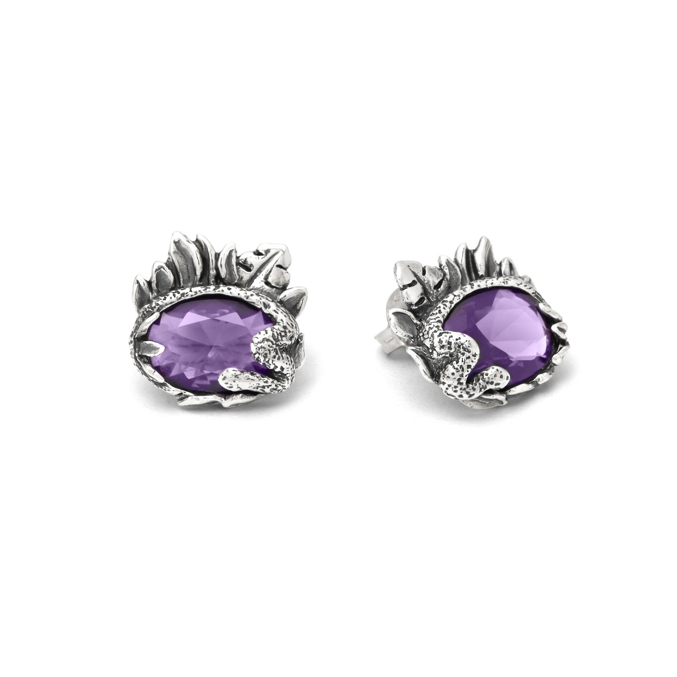 Eden Snake Earrings, Earrings in Sterling Silver and amethyst color quartz_image number 2_Giovanni Raspini
