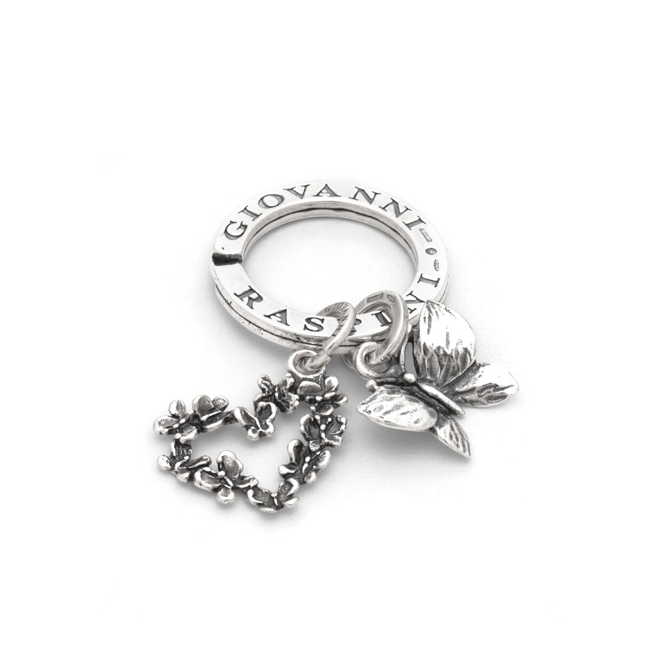 Heart and butterfly key ring