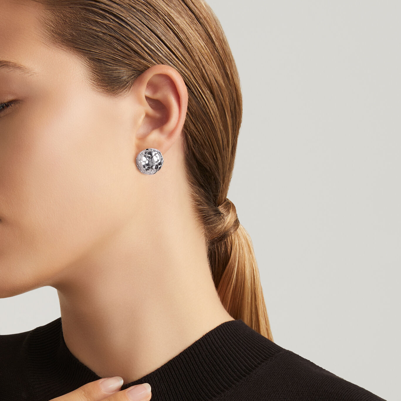 Croco Stud Earrings, Earrings in Sterling Silver_image number 1_Giovanni Raspini