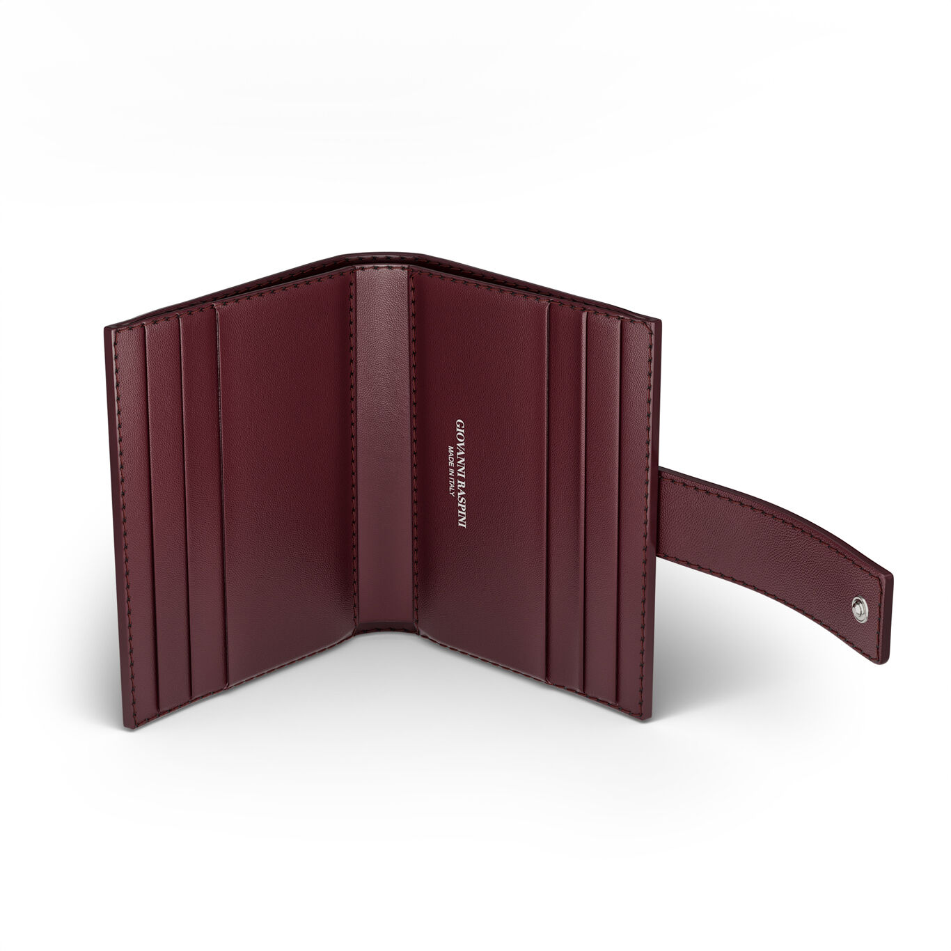 Portefeuille Porte-cartes en Cuir Croco Bordeaux, Portefeuille en cuir et d&eacute;coration embl&eacute;matique en argent massif_image number 6_Giovanni Raspini