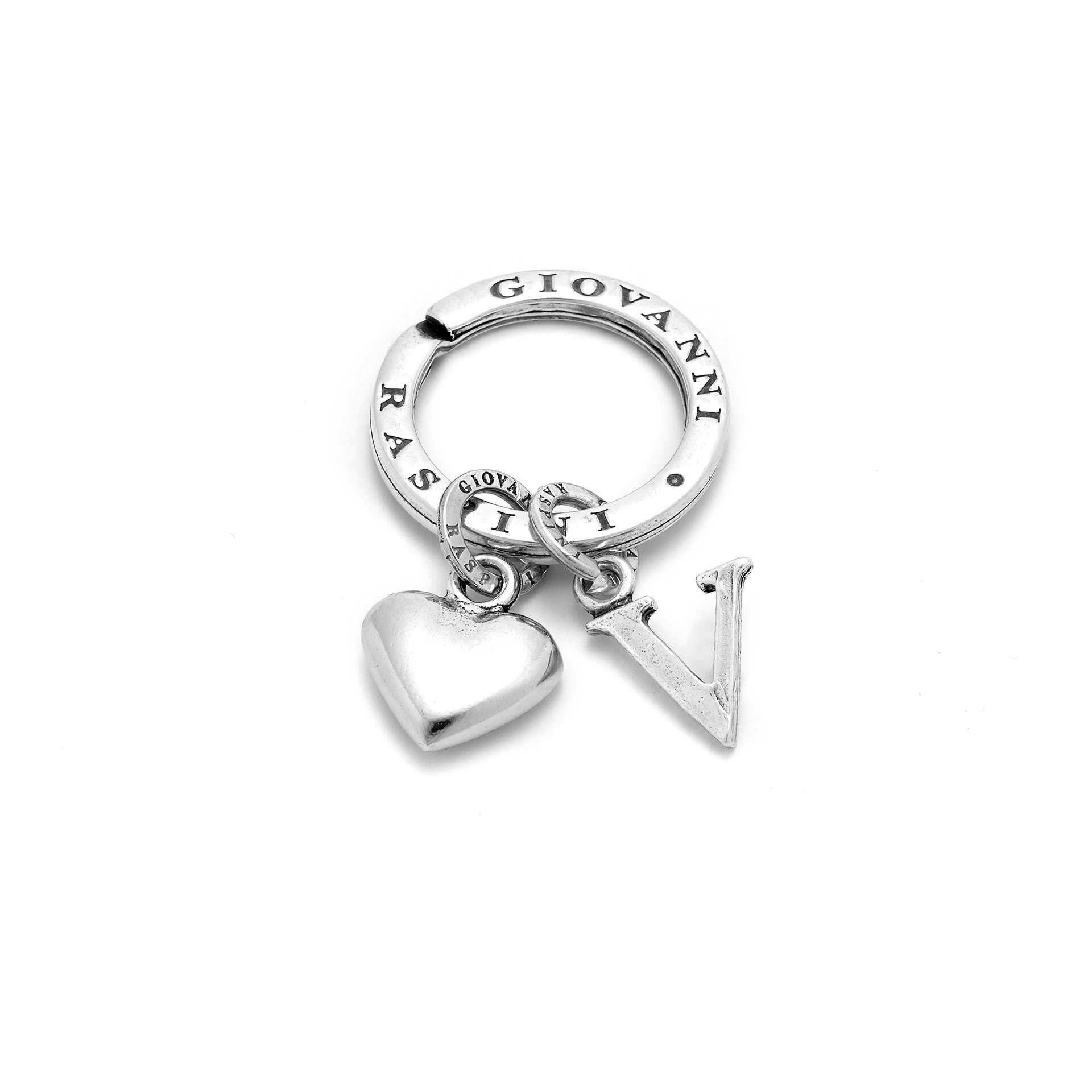 Key Ring with Heart and Letter V image number 0