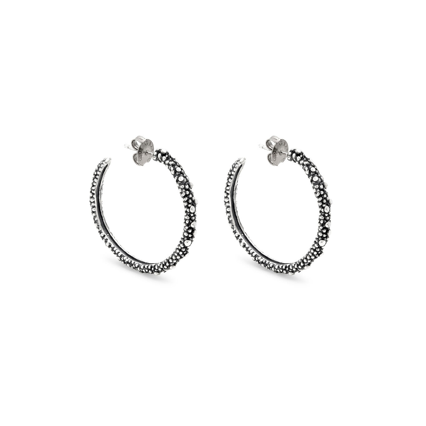 Boucles D'Oreilles Créoles Petit Perlage, Boucles d'oreilles en argent massif_image number 0_Giovanni Raspini