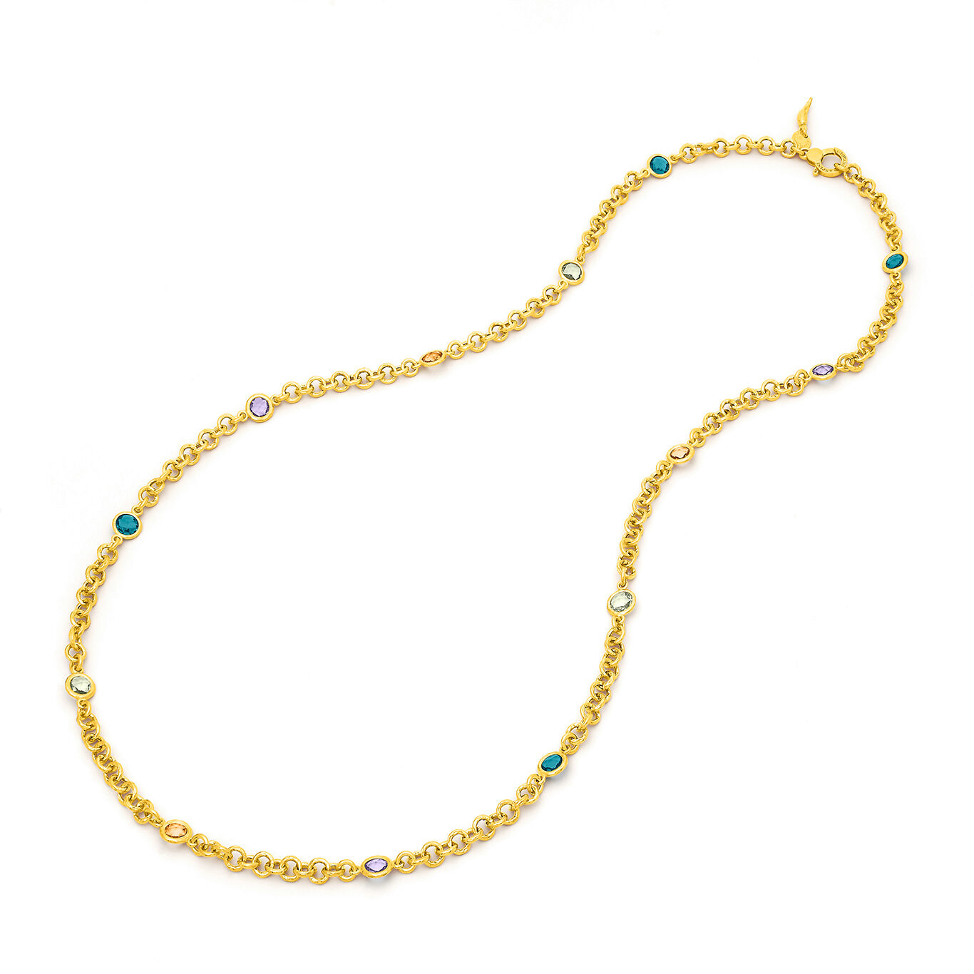 Collana Lunga Loop, Collana in Argento placcato oro 18 kt e cristalli colorati_image number 0_Giovanni Raspini