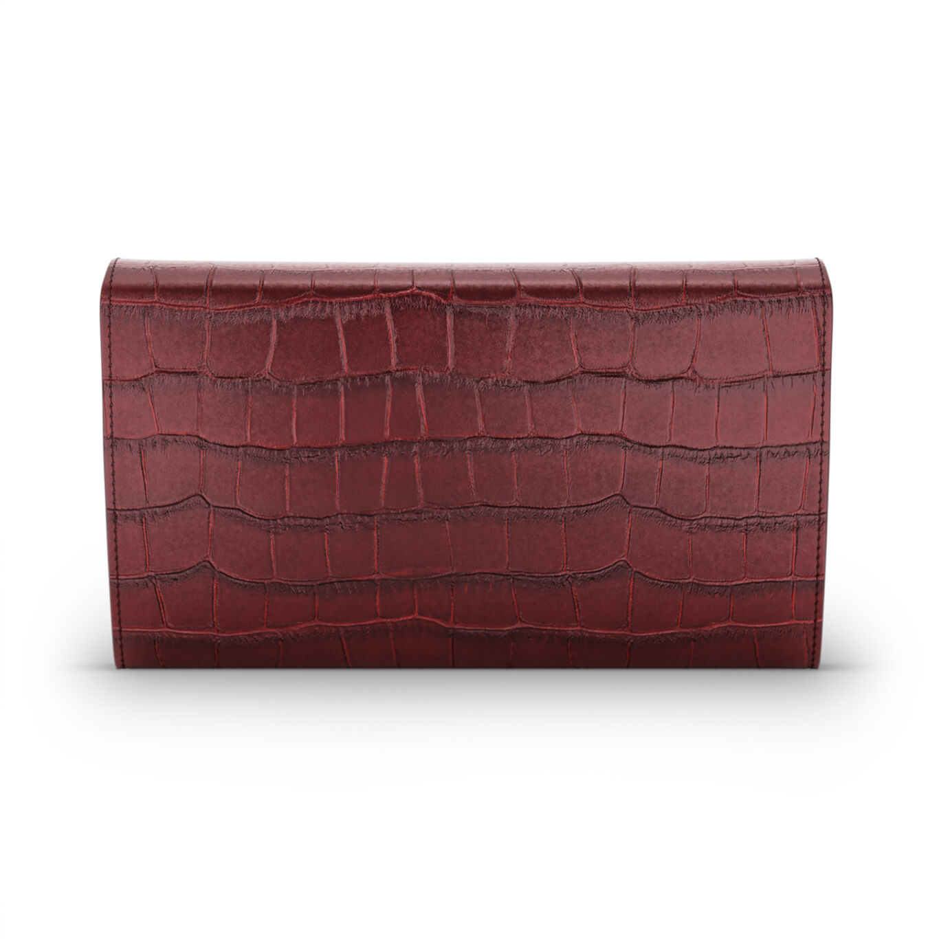 Burgundy Croco Leather Jungle Continental Wallet, Leather wallet with bronzobianco decoration_image number 3_Giovanni Raspini